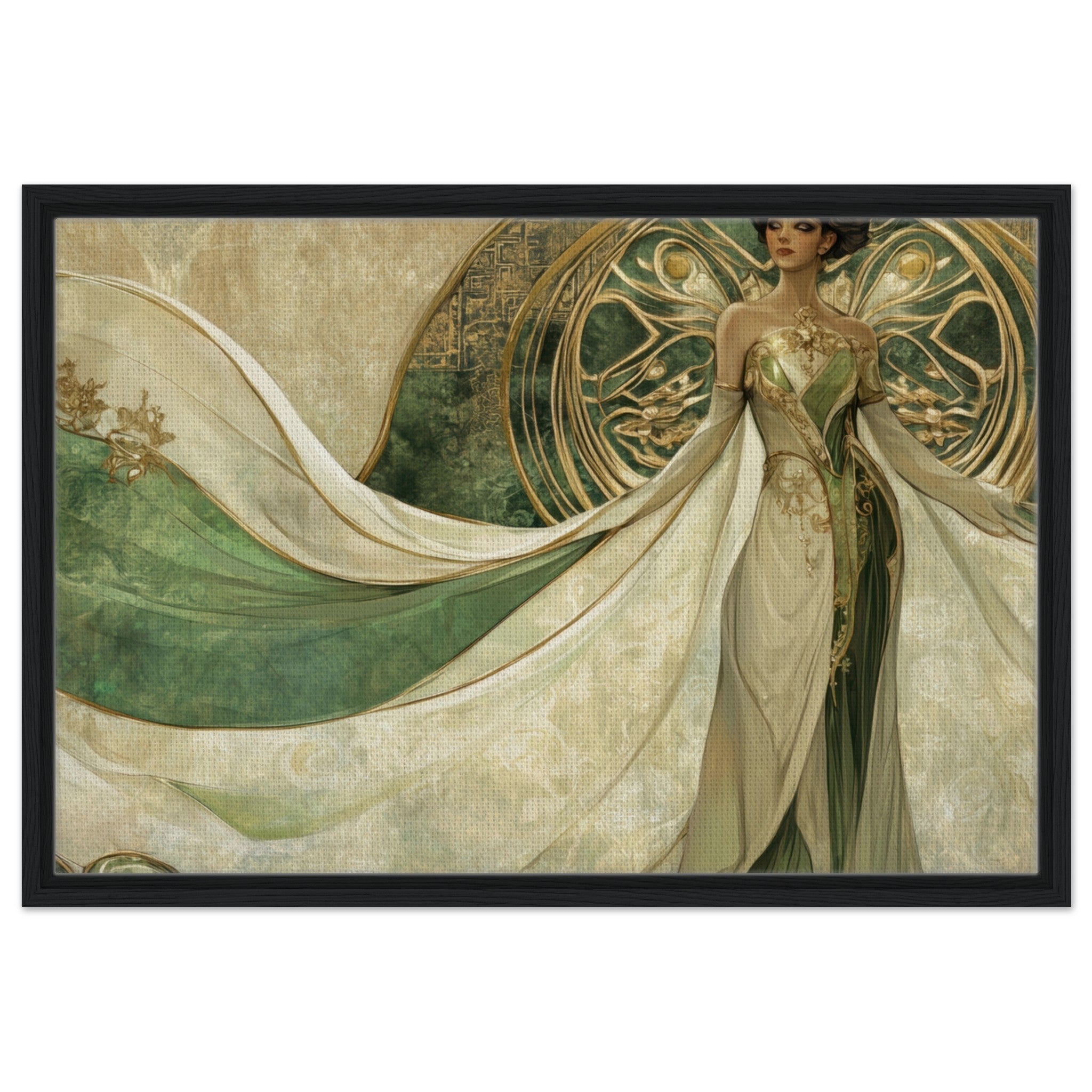 Framed Canvas Landscape - Alien Royalty in Art Nouveau Elegance A portrait 4 - Shop Ai Art WebShop - Digital Art online Store