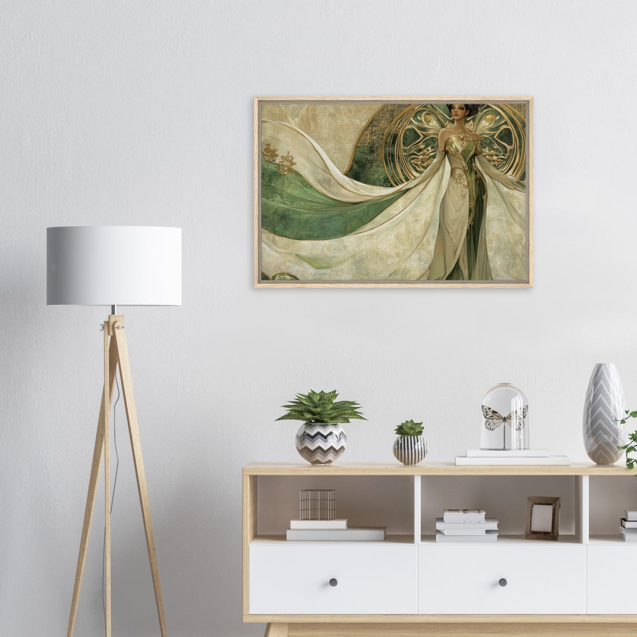 Framed Canvas Landscape - Alien Royalty in Art Nouveau Elegance A portrait 4 - Shop Ai Art WebShop - Digital Art online Store