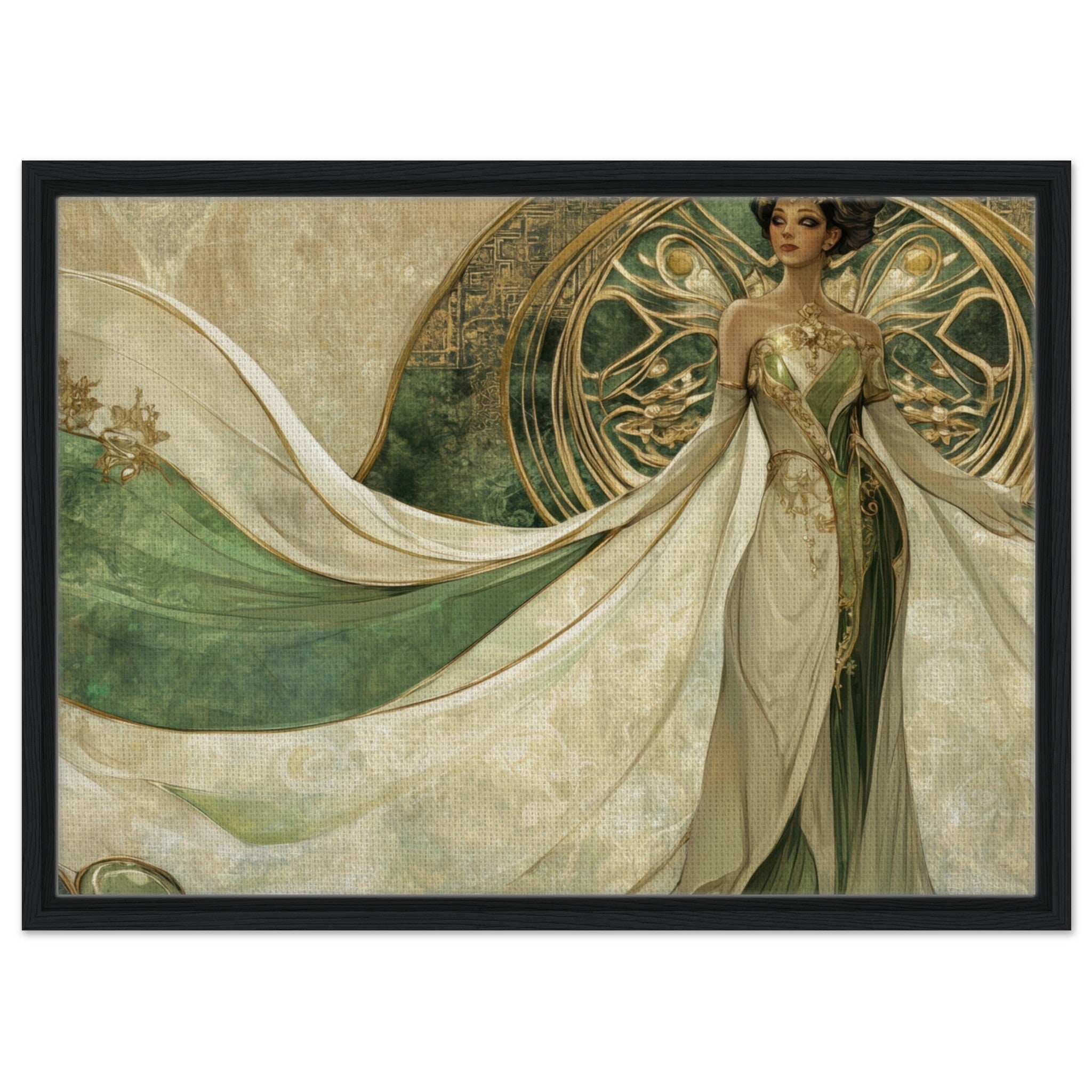 Framed Canvas Landscape - Alien Royalty in Art Nouveau Elegance A portrait 4 - Shop Ai Art WebShop - Digital Art online Store
