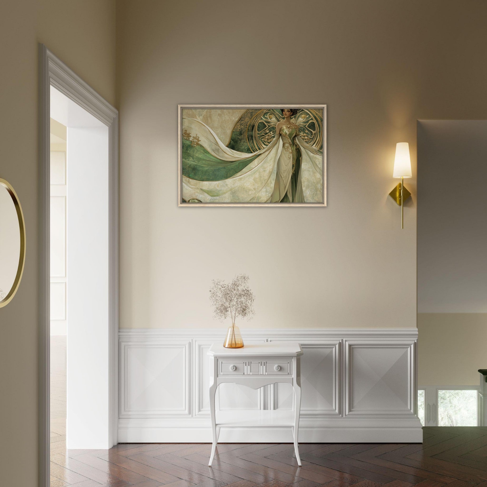 Framed Canvas Landscape - Alien Royalty in Art Nouveau Elegance A portrait 4 - Shop Ai Art WebShop - Digital Art online Store
