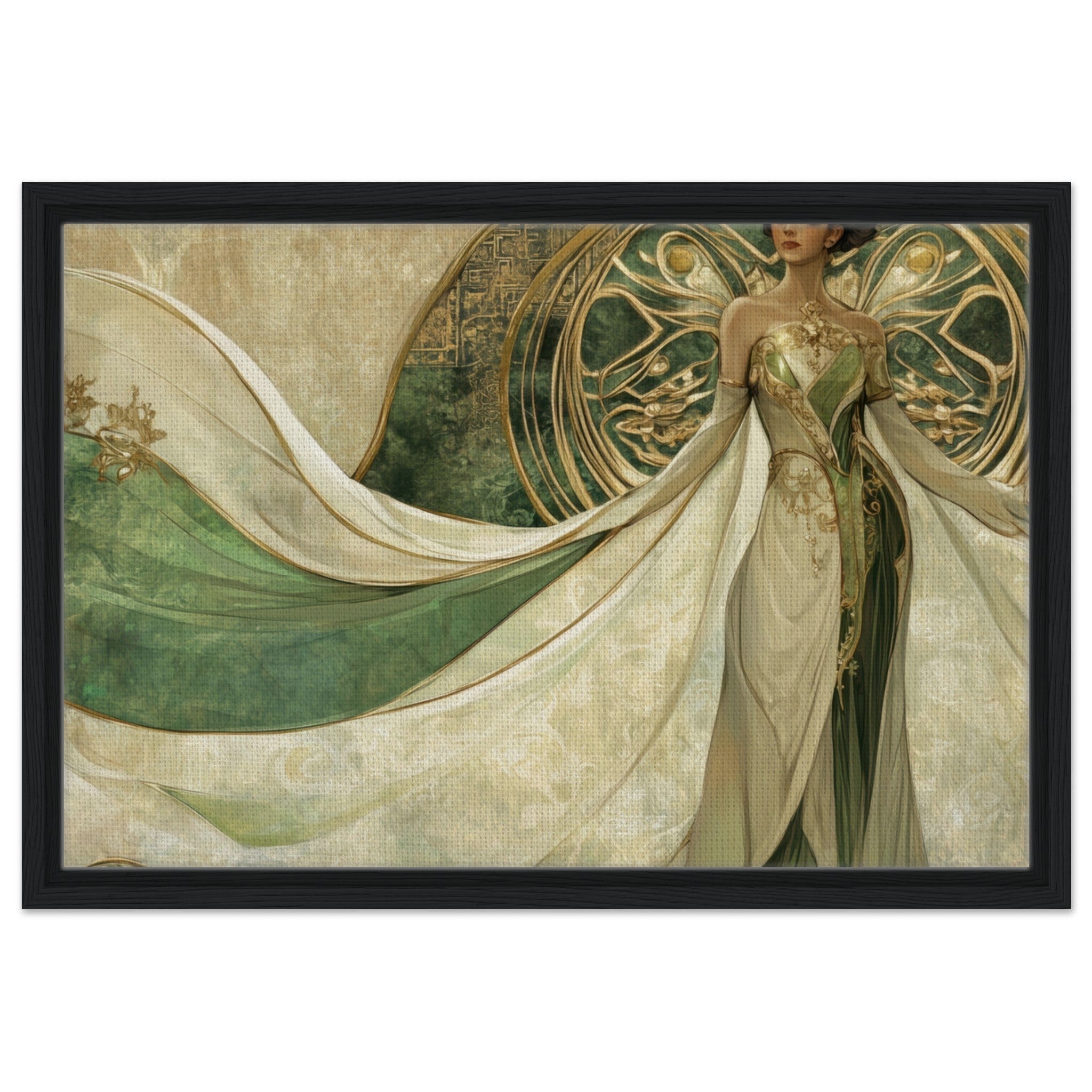 Framed Canvas Landscape - Alien Royalty in Art Nouveau Elegance A portrait 4 - Shop Ai Art WebShop - Digital Art online Store