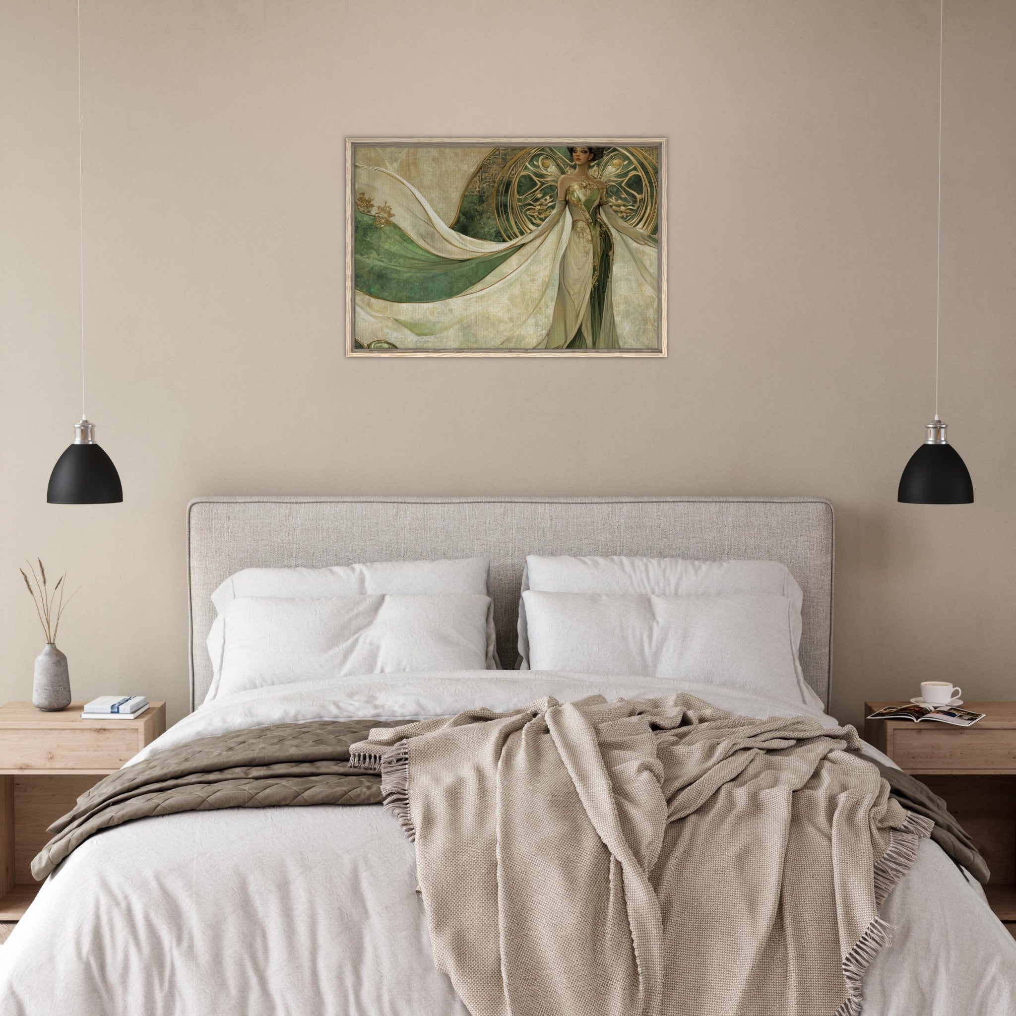 Framed Canvas Landscape - Alien Royalty in Art Nouveau Elegance A portrait 4 - Shop Ai Art WebShop - Digital Art online Store