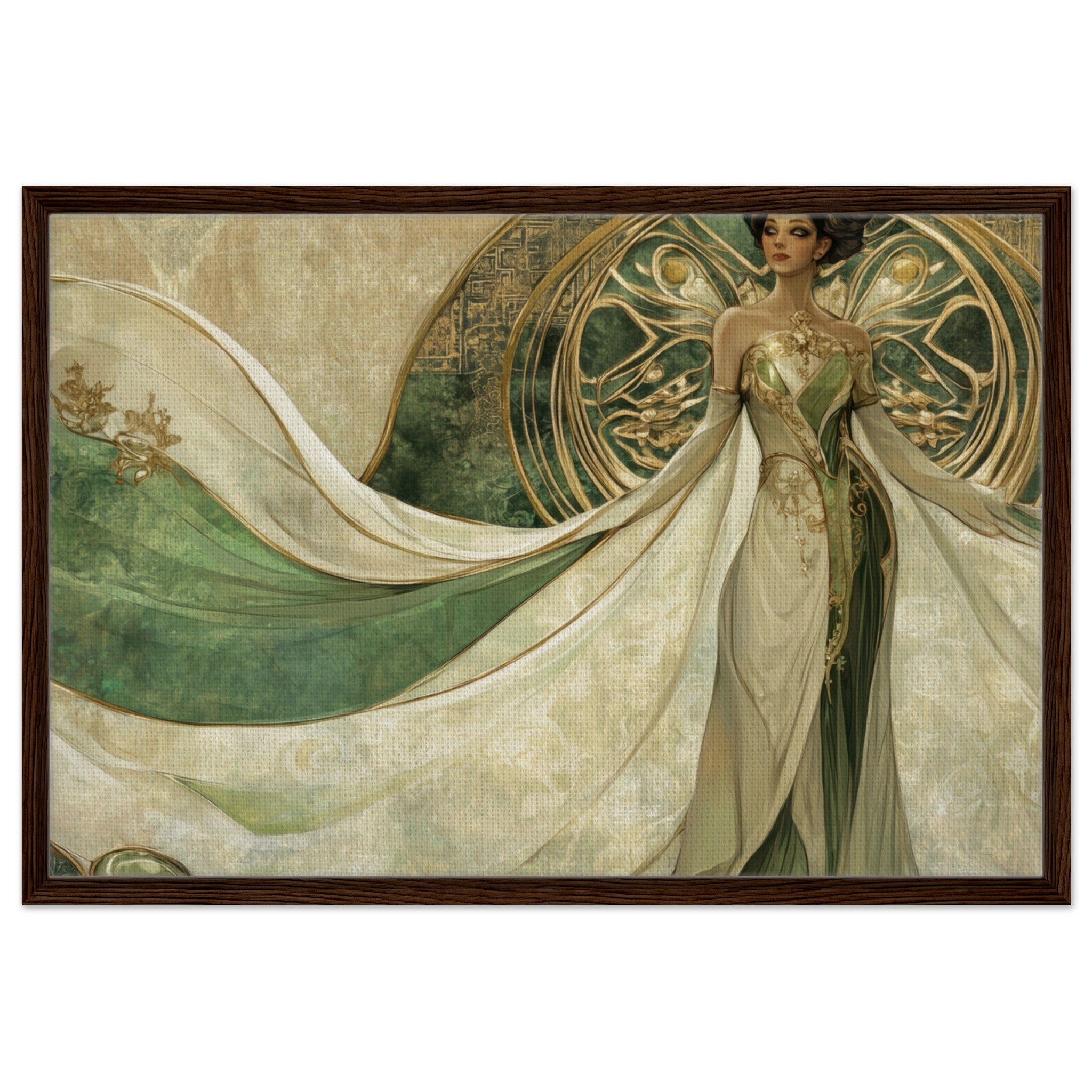 Framed Canvas Landscape - Alien Royalty in Art Nouveau Elegance A portrait 4 - Shop Ai Art WebShop - Digital Art online Store