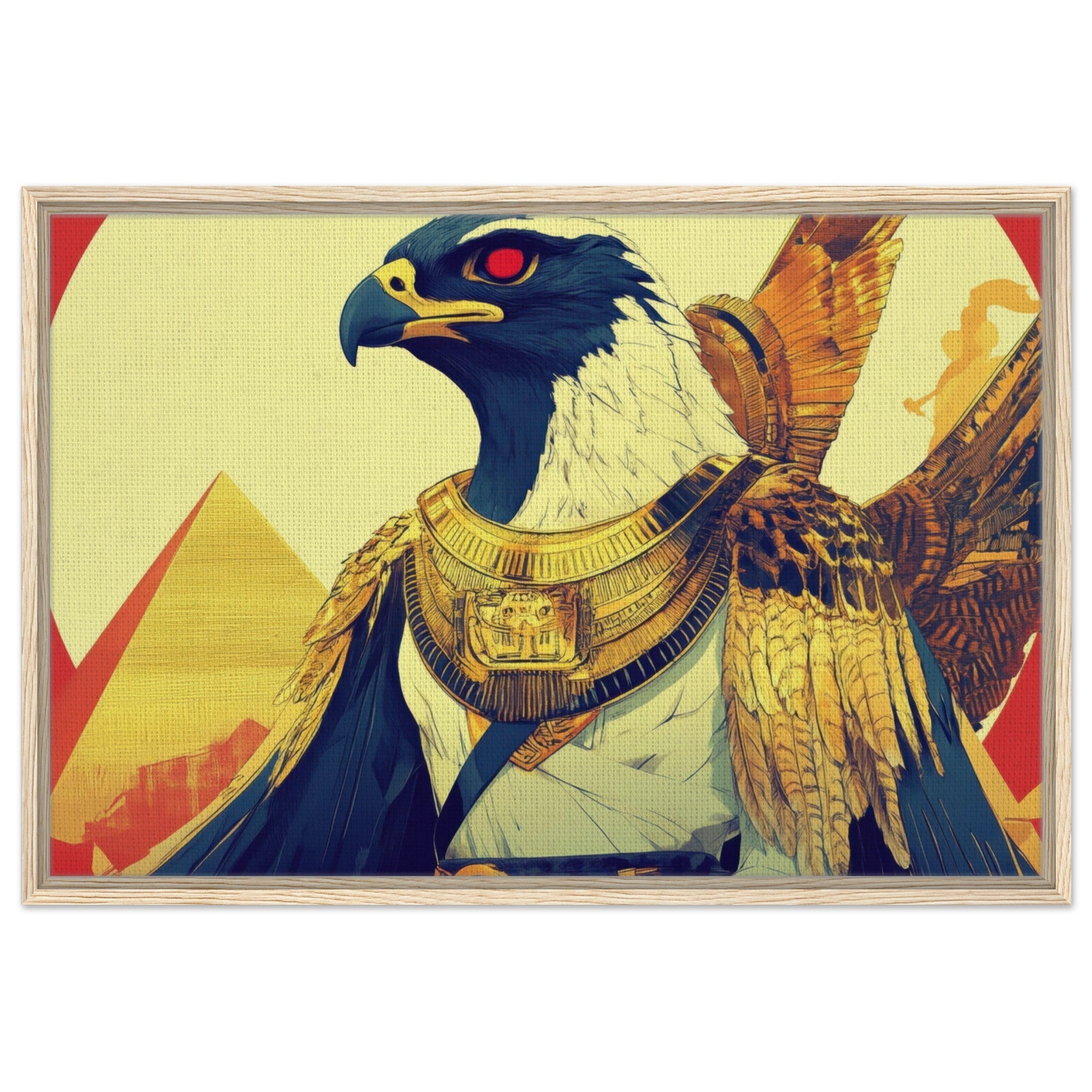 Framed Canvas Landscape - Ancient Egyptian Falcon God Horus A majestic far 3 - Shop Ai Art WebShop - Digital Art online Store
