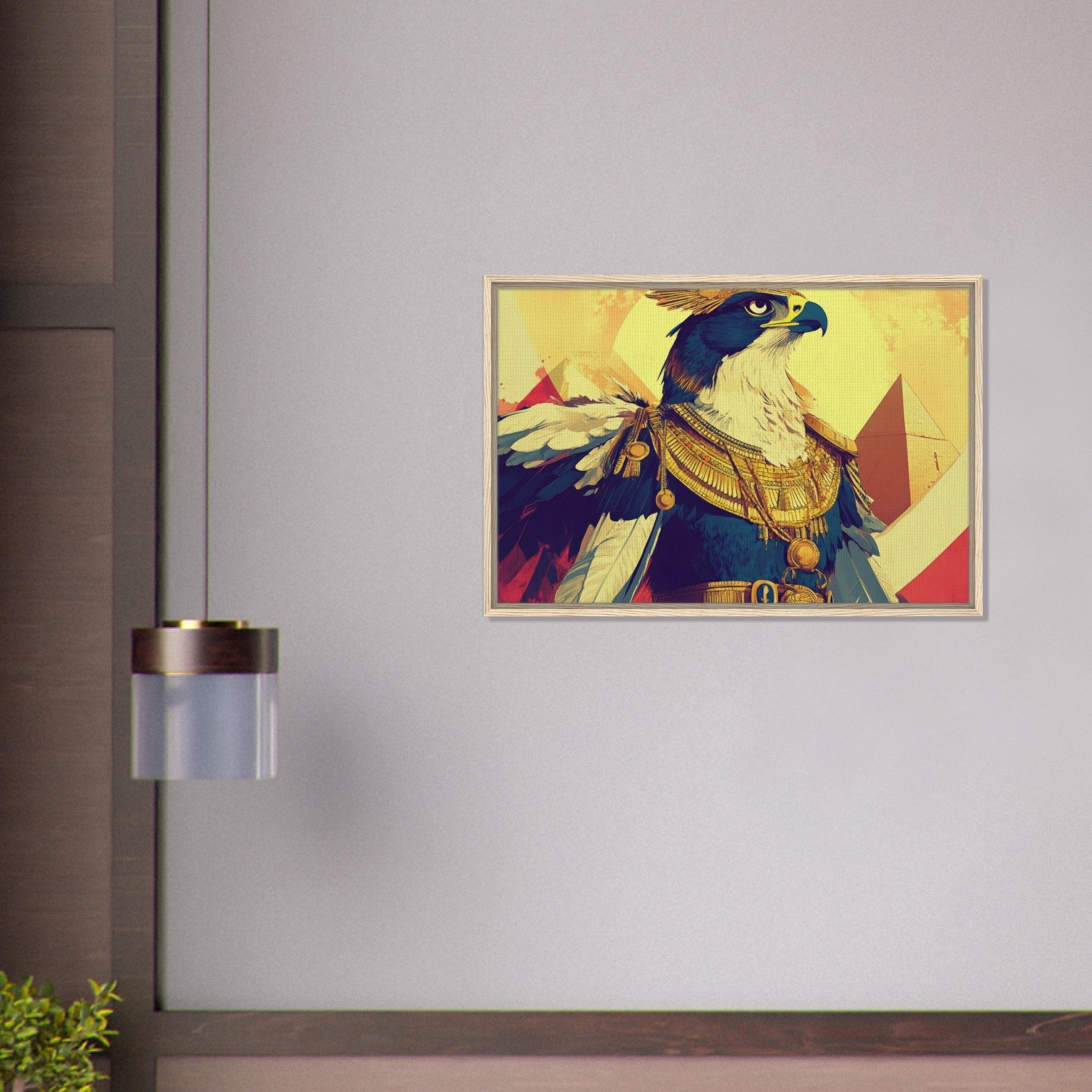 Framed Canvas Landscape - Ancient Egyptian Falcon God Horus A majestic far 5 - Shop Ai Art WebShop - Digital Art online Store