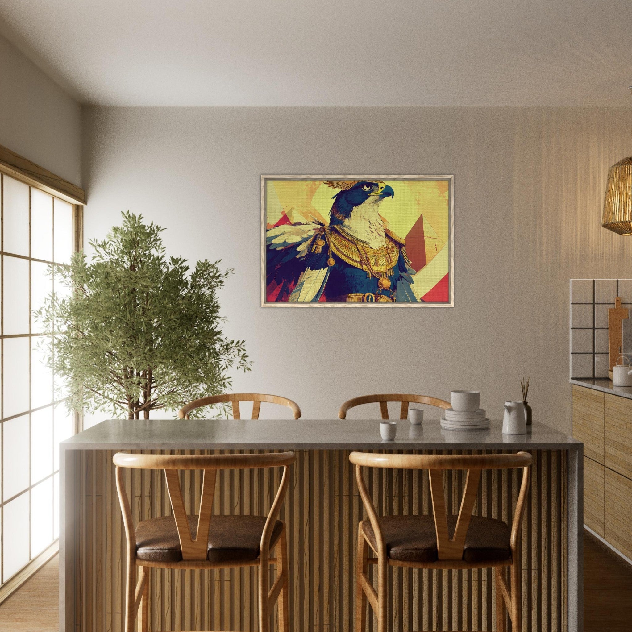 Framed Canvas Landscape - Ancient Egyptian Falcon God Horus A majestic far 5 - Shop Ai Art WebShop - Digital Art online Store