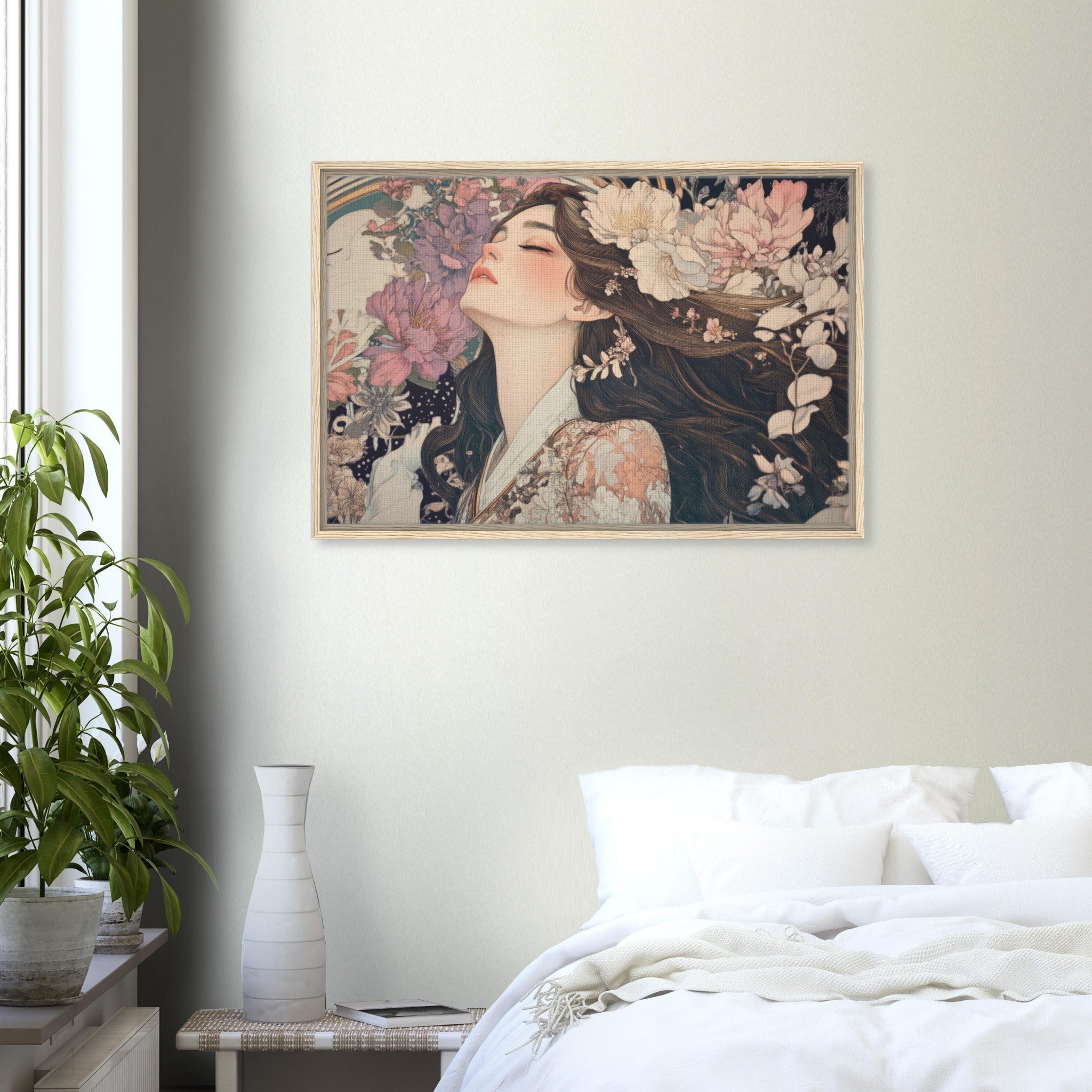 Framed Canvas Landscape - Art Nouveau Enchanted Garden An Art Nouveau inst 2 - Shop Ai Art WebShop - Digital Art online Store