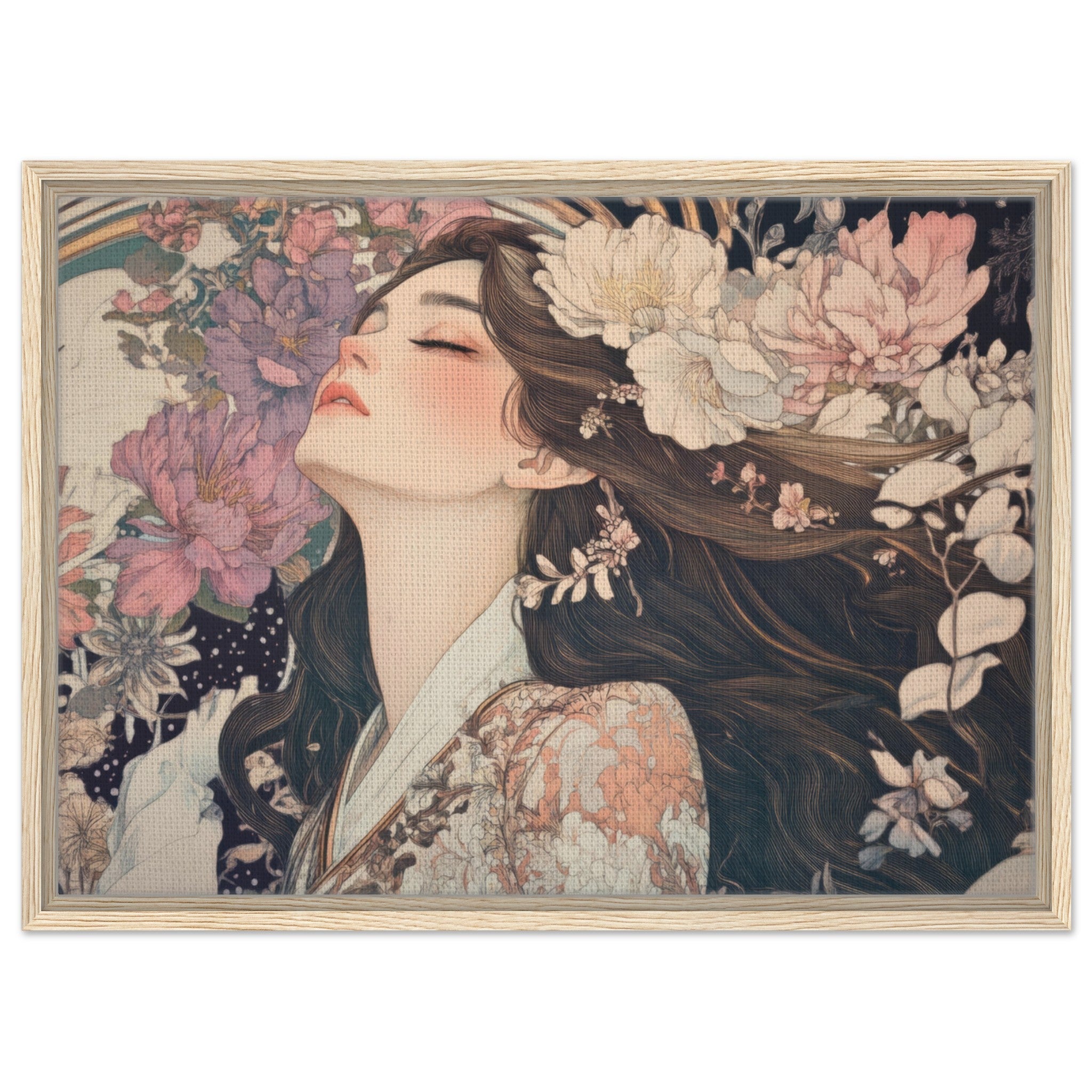 Framed Canvas Landscape - Art Nouveau Enchanted Garden An Art Nouveau inst 2 - Shop Ai Art WebShop - Digital Art online Store
