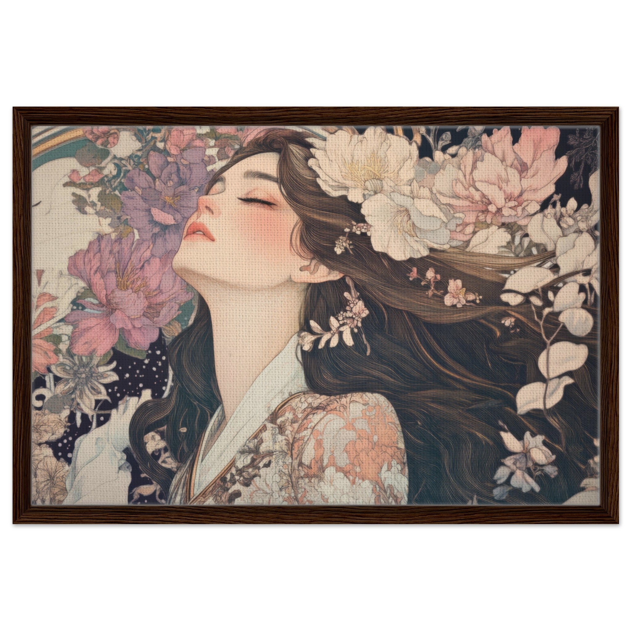 Framed Canvas Landscape - Art Nouveau Enchanted Garden An Art Nouveau inst 2 - Shop Ai Art WebShop - Digital Art online Store