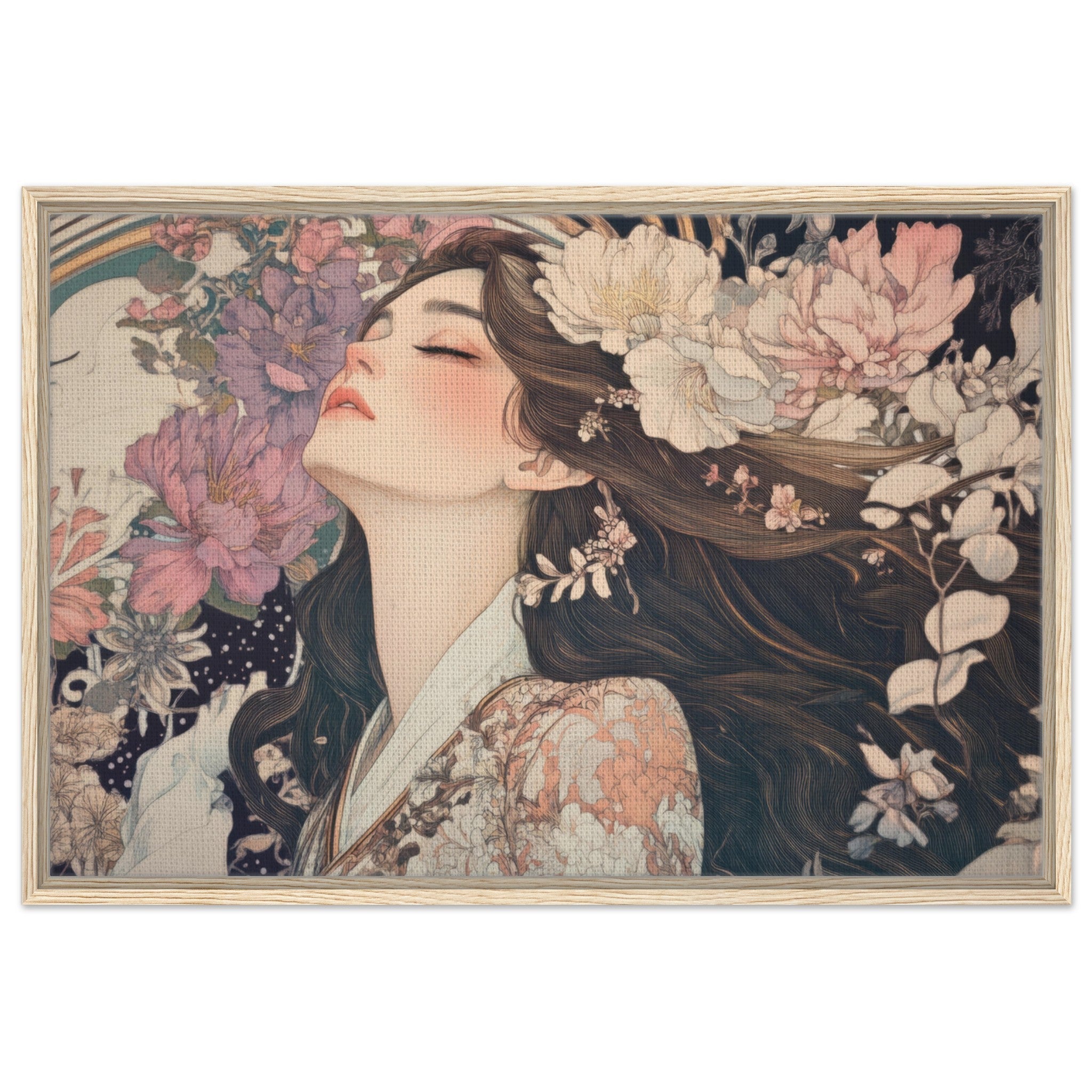 Framed Canvas Landscape - Art Nouveau Enchanted Garden An Art Nouveau inst 2 - Shop Ai Art WebShop - Digital Art online Store