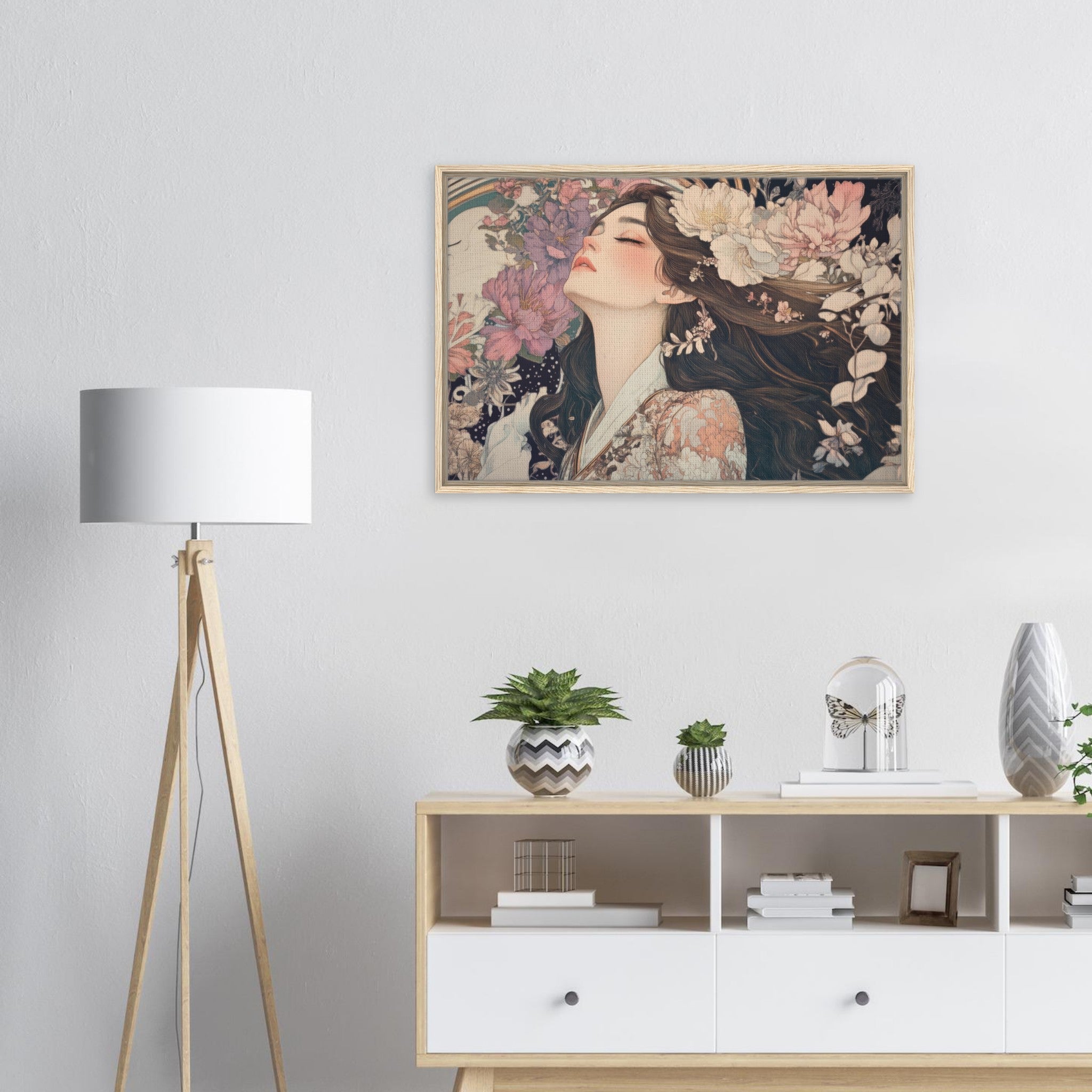 Framed Canvas Landscape - Art Nouveau Enchanted Garden An Art Nouveau inst 2 - Shop Ai Art WebShop - Digital Art online Store