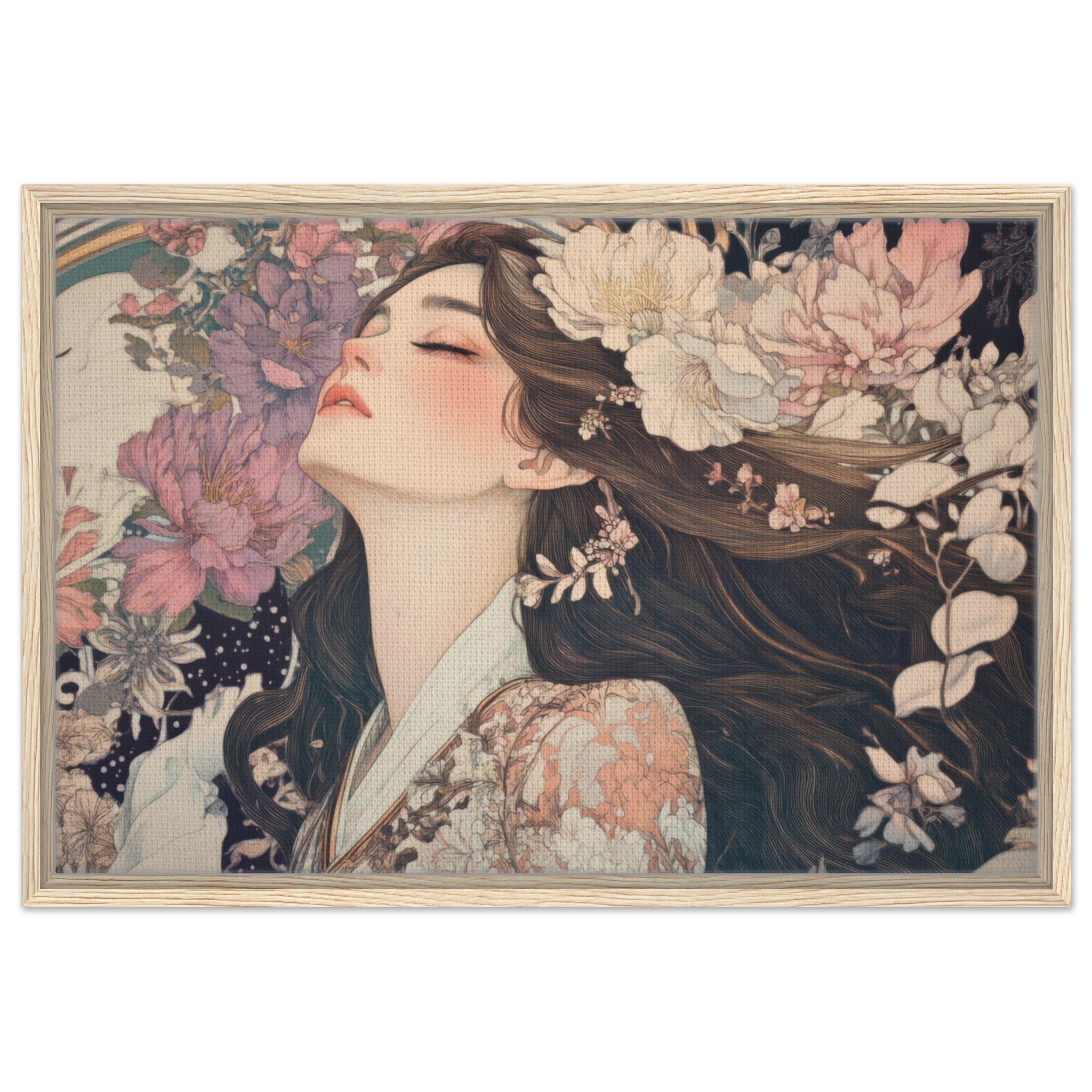 Framed Canvas Landscape - Art Nouveau Enchanted Garden An Art Nouveau inst 2 - Shop Ai Art WebShop - Digital Art online Store