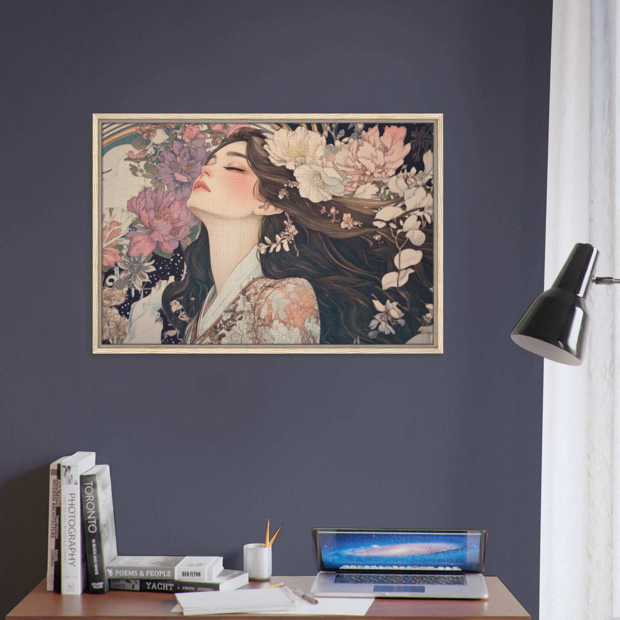 Framed Canvas Landscape - Art Nouveau Enchanted Garden An Art Nouveau inst 2 - Shop Ai Art WebShop - Digital Art online Store
