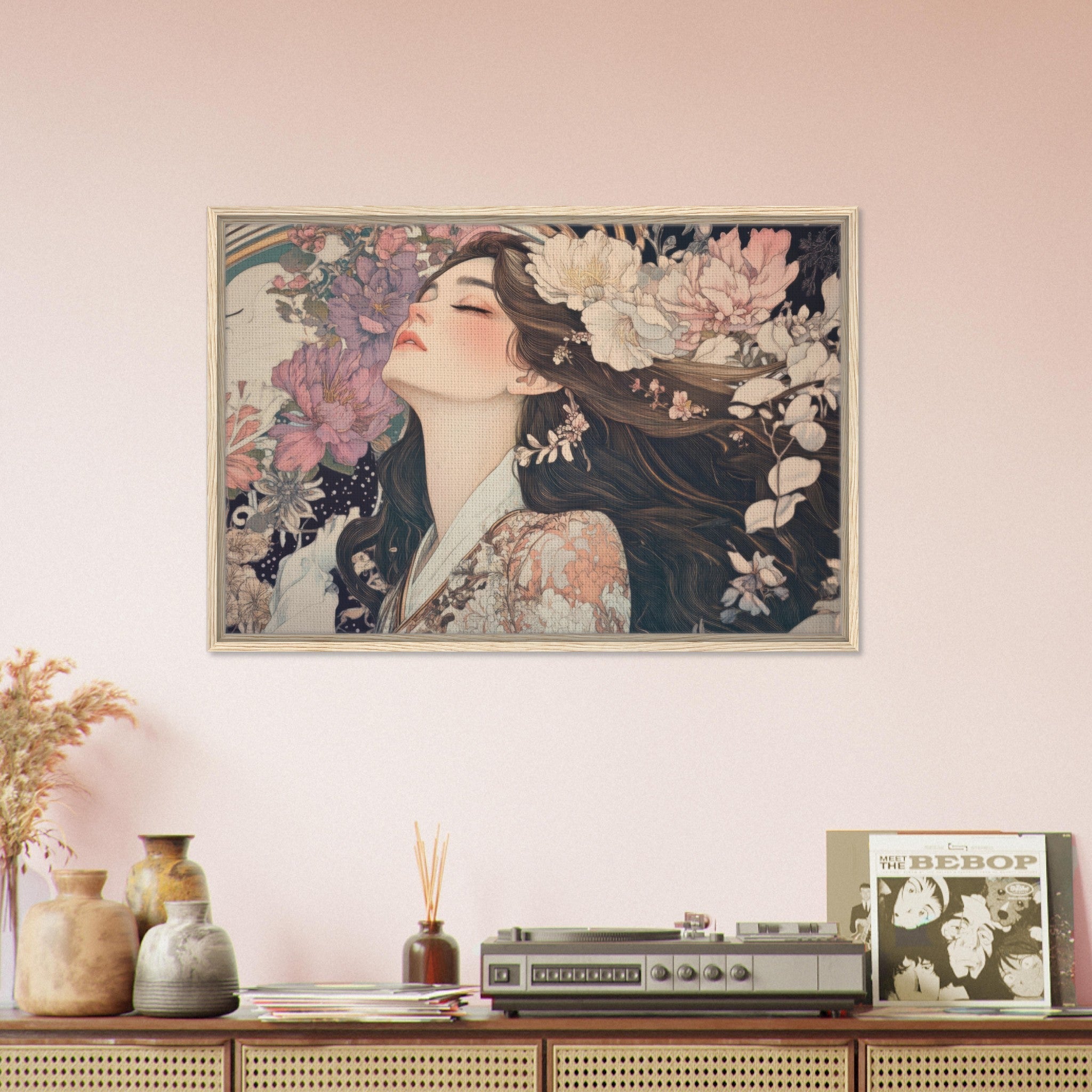 Framed Canvas Landscape - Art Nouveau Enchanted Garden An Art Nouveau inst 2 - Shop Ai Art WebShop - Digital Art online Store