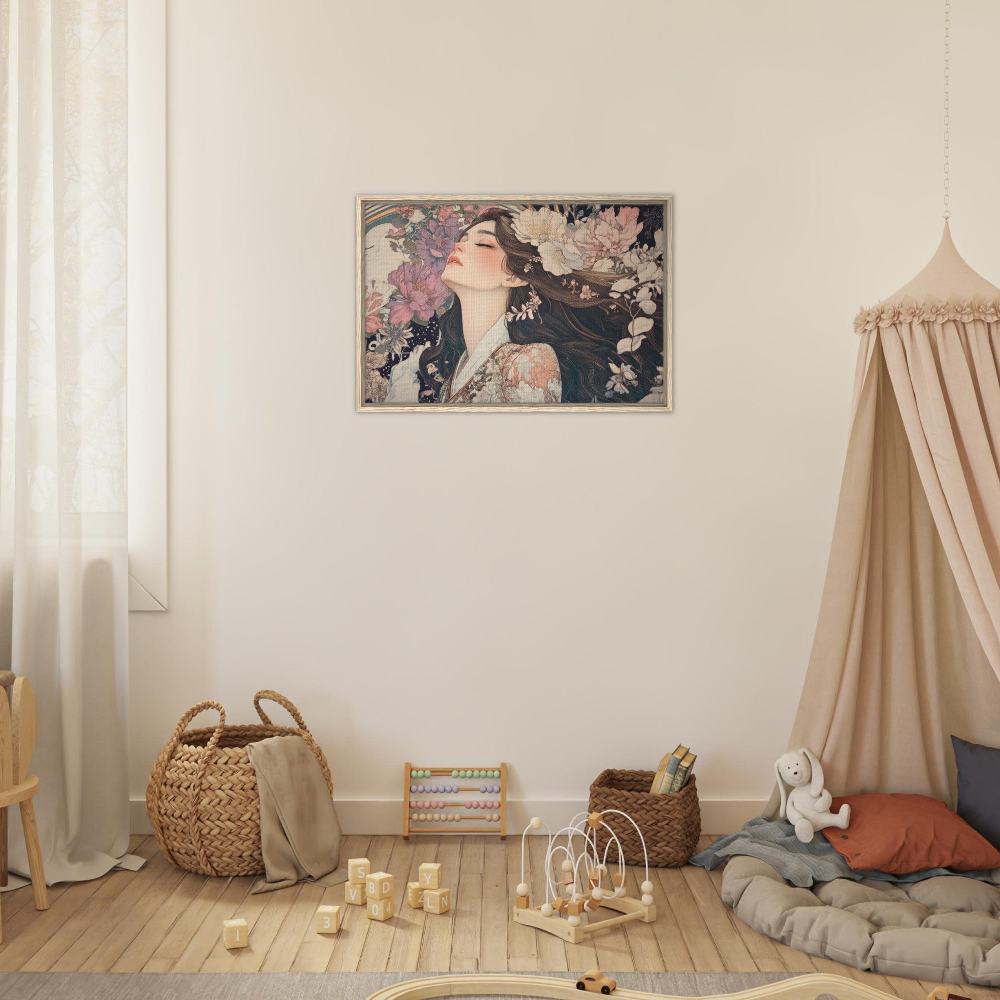 Framed Canvas Landscape - Art Nouveau Enchanted Garden An Art Nouveau inst 2 - Shop Ai Art WebShop - Digital Art online Store