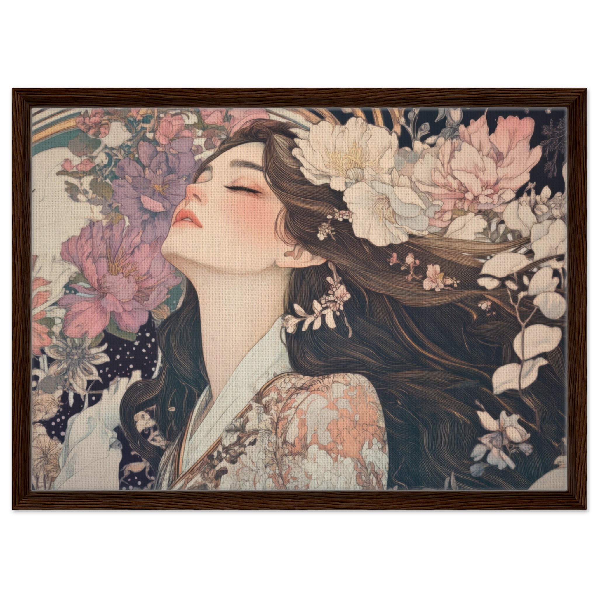 Framed Canvas Landscape - Art Nouveau Enchanted Garden An Art Nouveau inst 2 - Shop Ai Art WebShop - Digital Art online Store