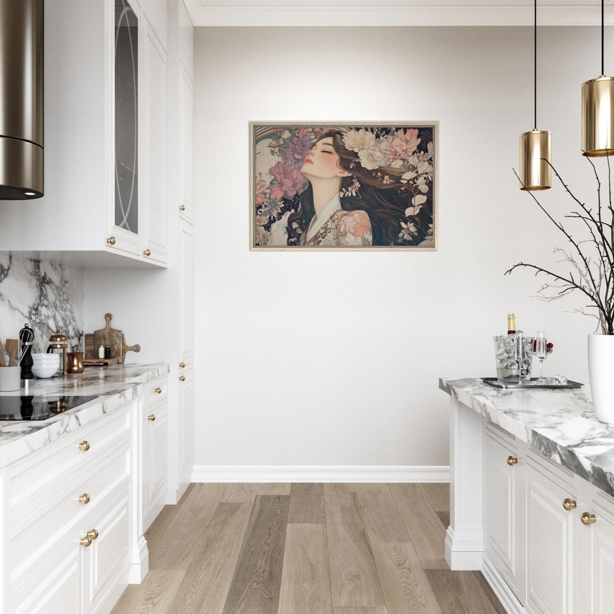 Framed Canvas Landscape - Art Nouveau Enchanted Garden An Art Nouveau inst 2 - Shop Ai Art WebShop - Digital Art online Store