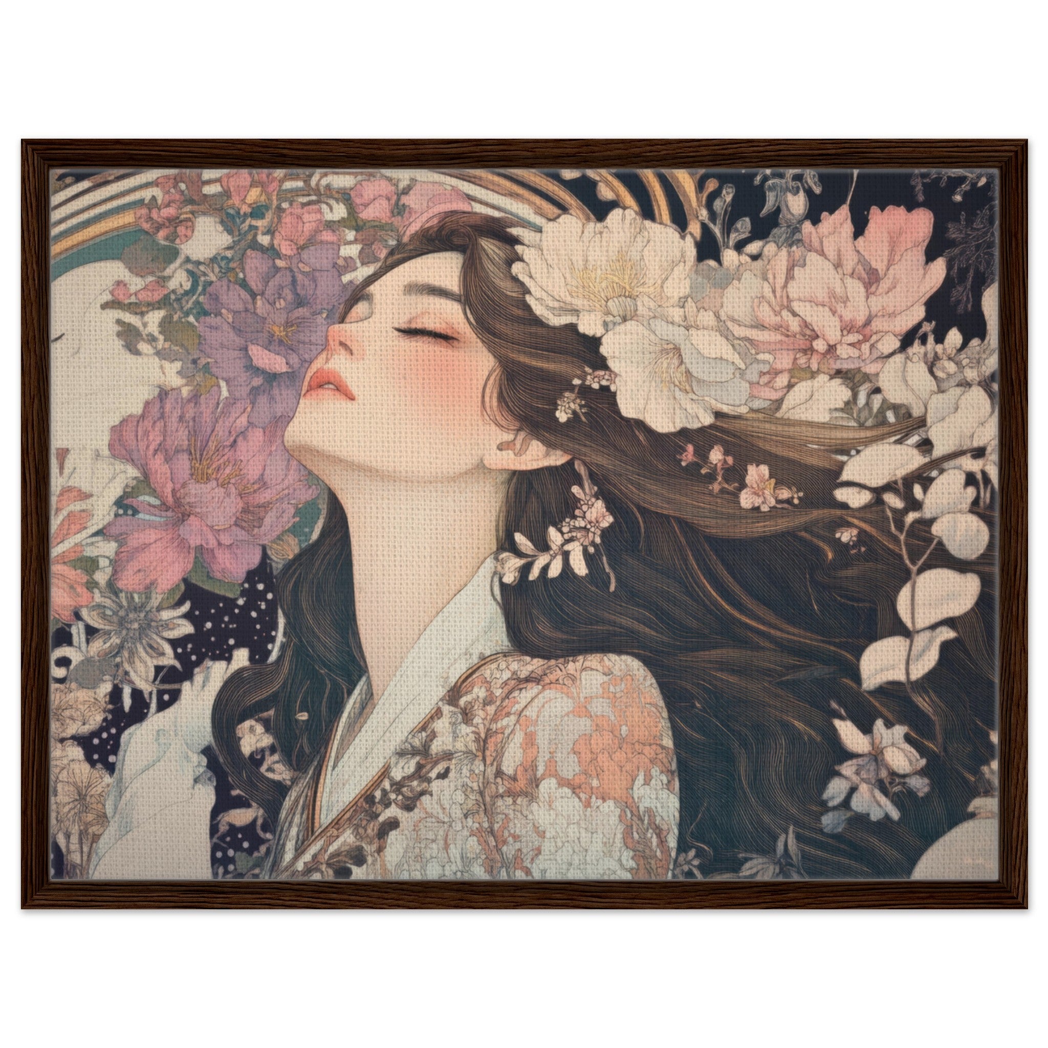 Framed Canvas Landscape - Art Nouveau Enchanted Garden An Art Nouveau inst 2 - Shop Ai Art WebShop - Digital Art online Store