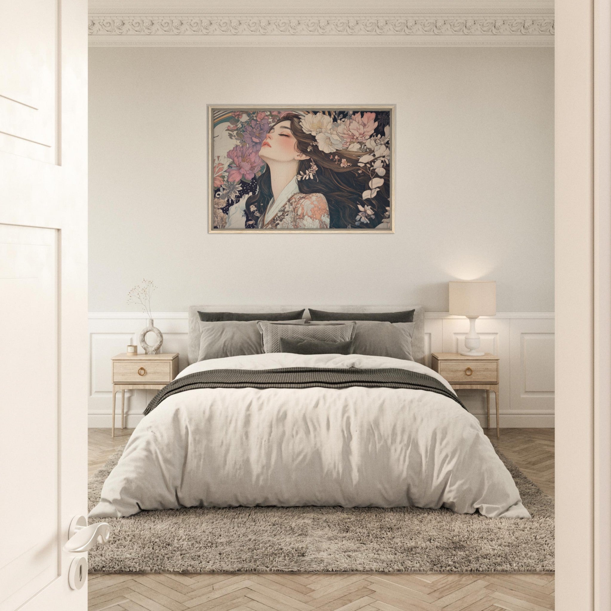 Framed Canvas Landscape - Art Nouveau Enchanted Garden An Art Nouveau inst 2 - Shop Ai Art WebShop - Digital Art online Store