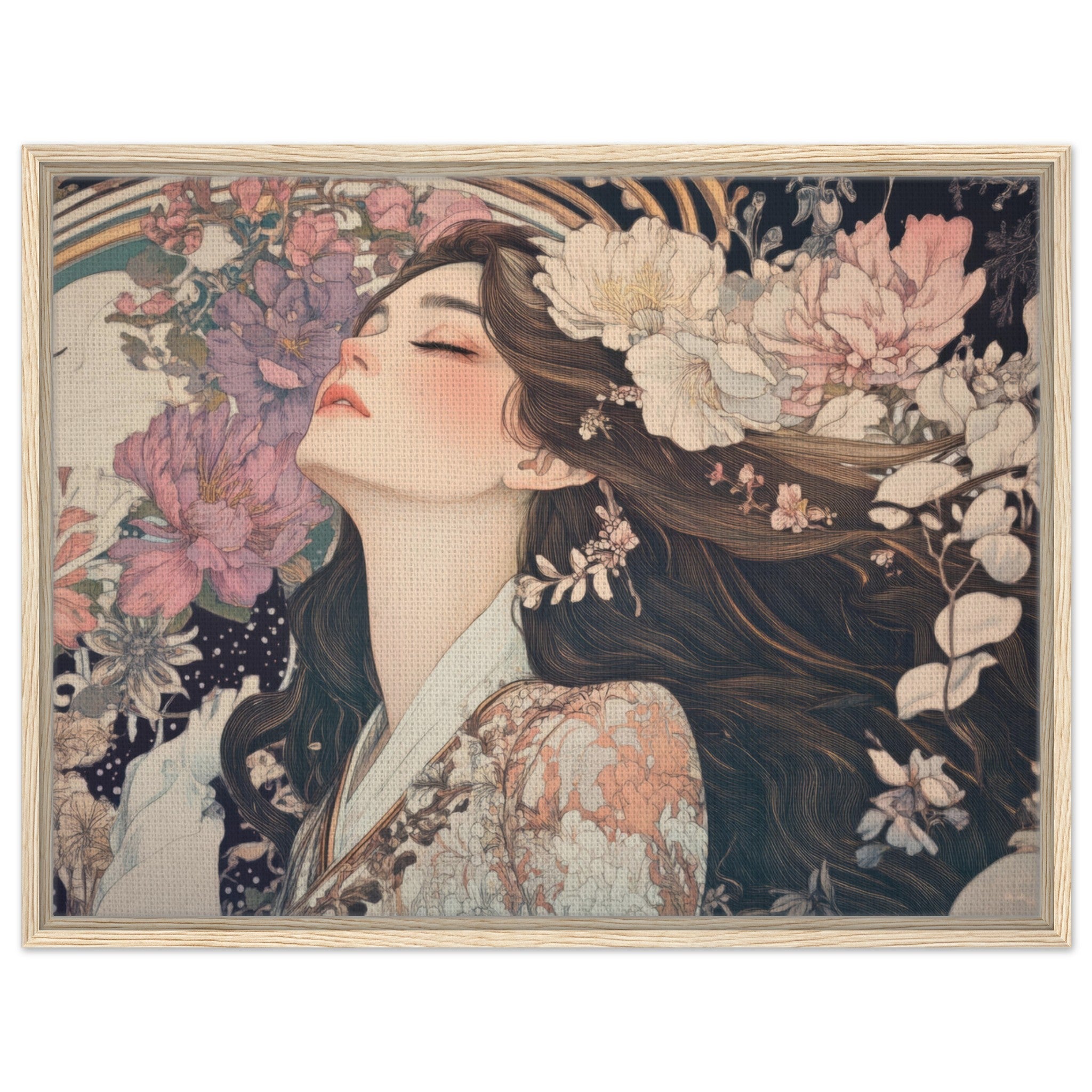 Framed Canvas Landscape - Art Nouveau Enchanted Garden An Art Nouveau inst 2 - Shop Ai Art WebShop - Digital Art online Store