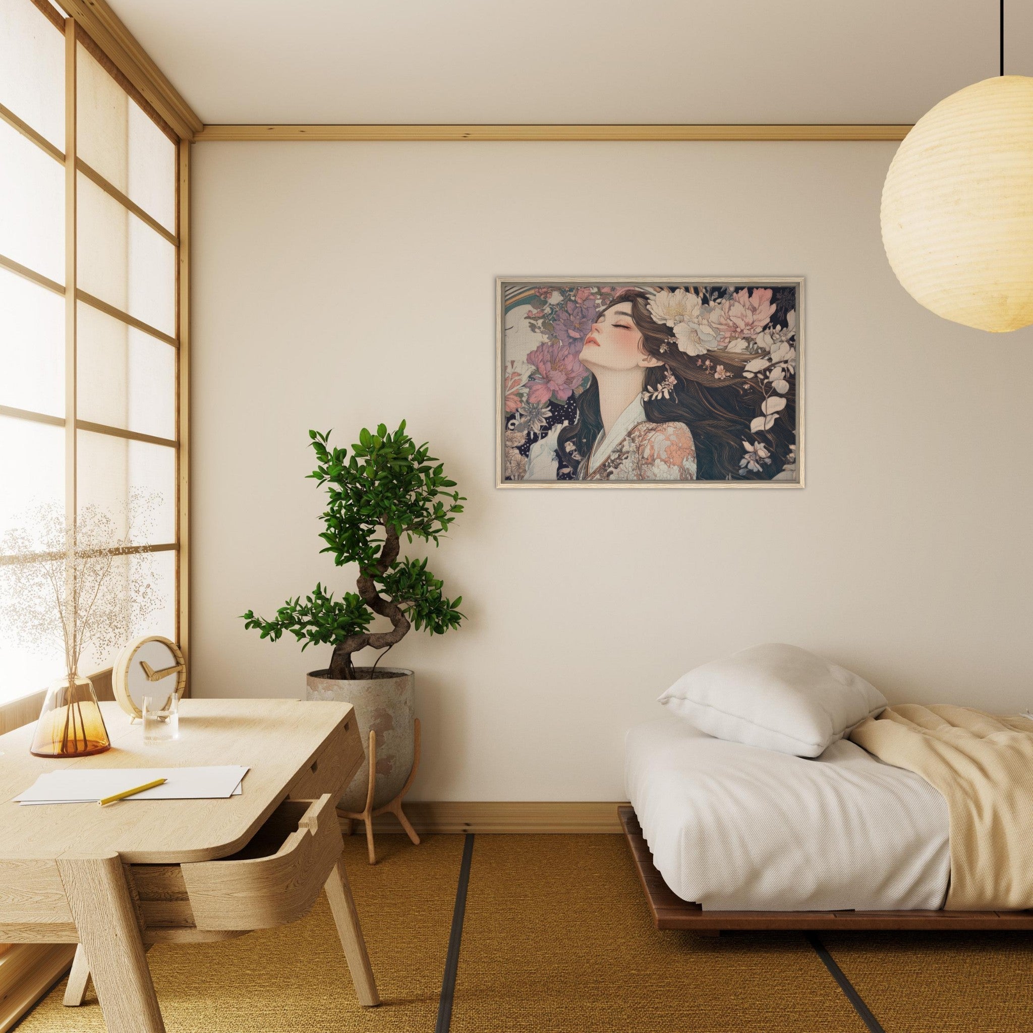 Framed Canvas Landscape - Art Nouveau Enchanted Garden An Art Nouveau inst 2 - Shop Ai Art WebShop - Digital Art online Store