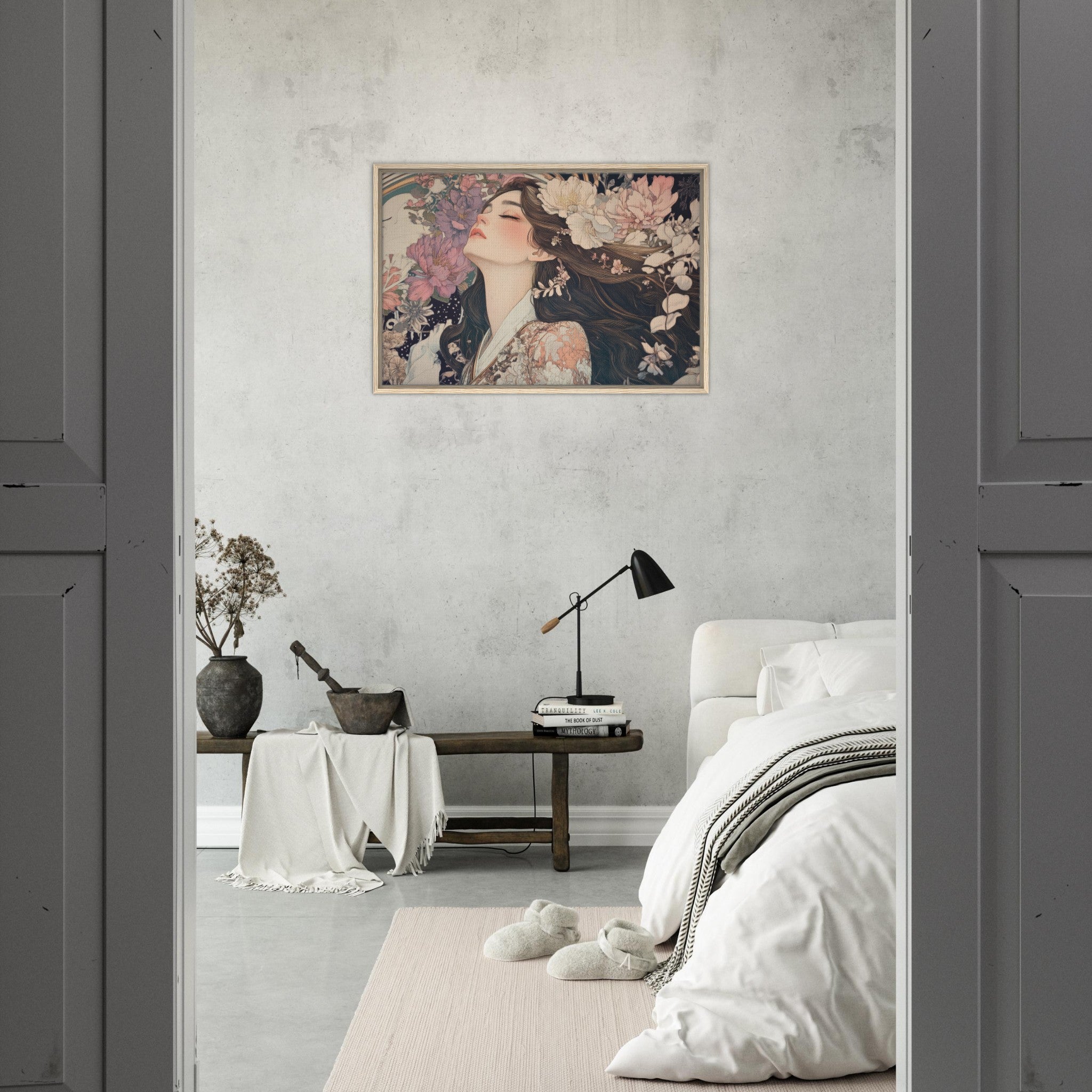 Framed Canvas Landscape - Art Nouveau Enchanted Garden An Art Nouveau inst 2 - Shop Ai Art WebShop - Digital Art online Store