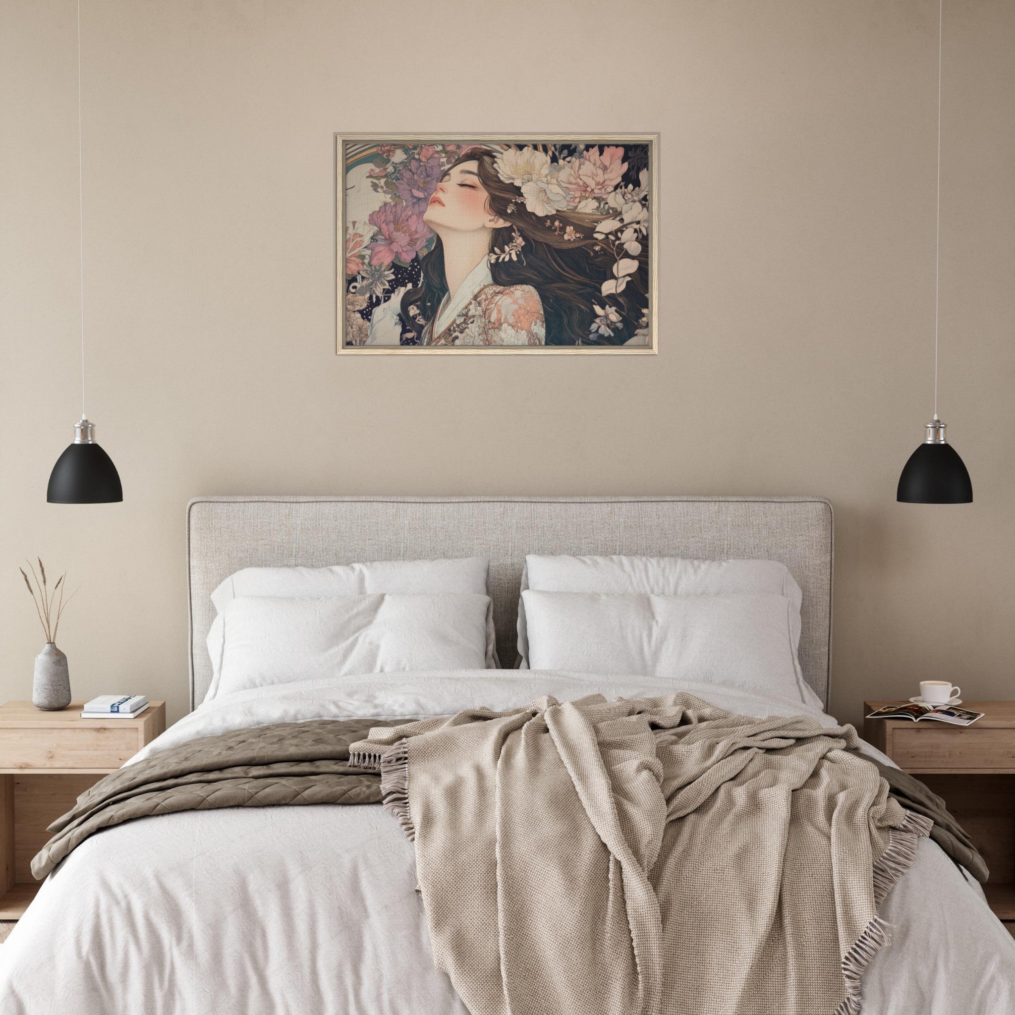 Framed Canvas Landscape - Art Nouveau Enchanted Garden An Art Nouveau inst 2 - Shop Ai Art WebShop - Digital Art online Store