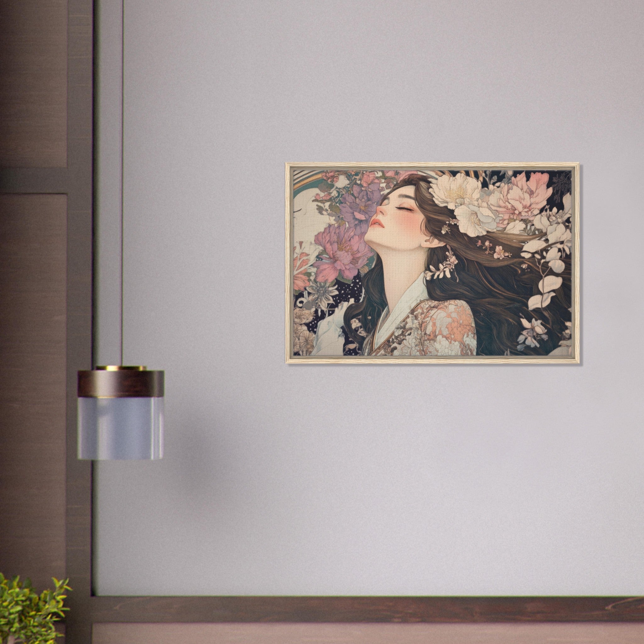 Framed Canvas Landscape - Art Nouveau Enchanted Garden An Art Nouveau inst 2 - Shop Ai Art WebShop - Digital Art online Store