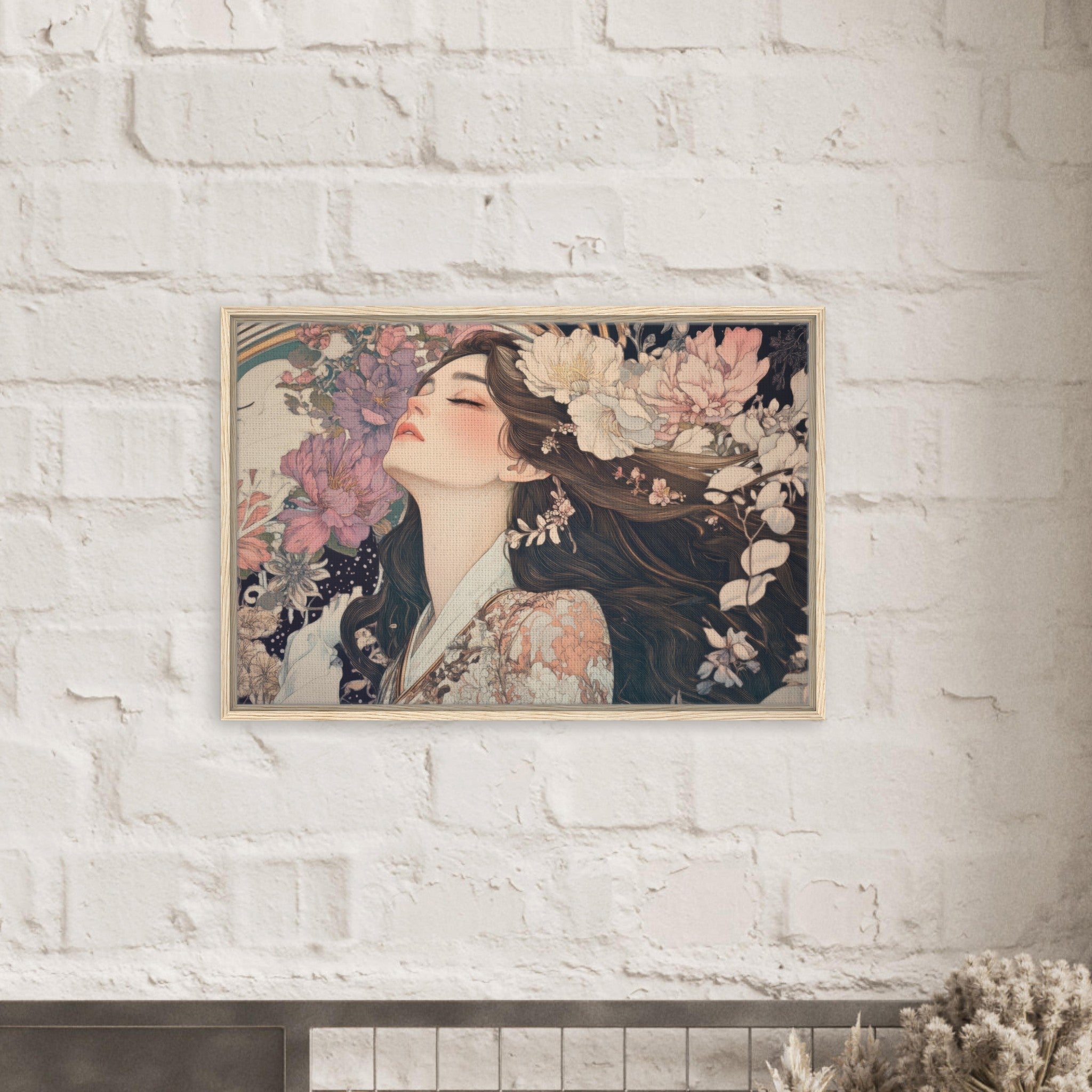 Framed Canvas Landscape - Art Nouveau Enchanted Garden An Art Nouveau inst 2 - Shop Ai Art WebShop - Digital Art online Store