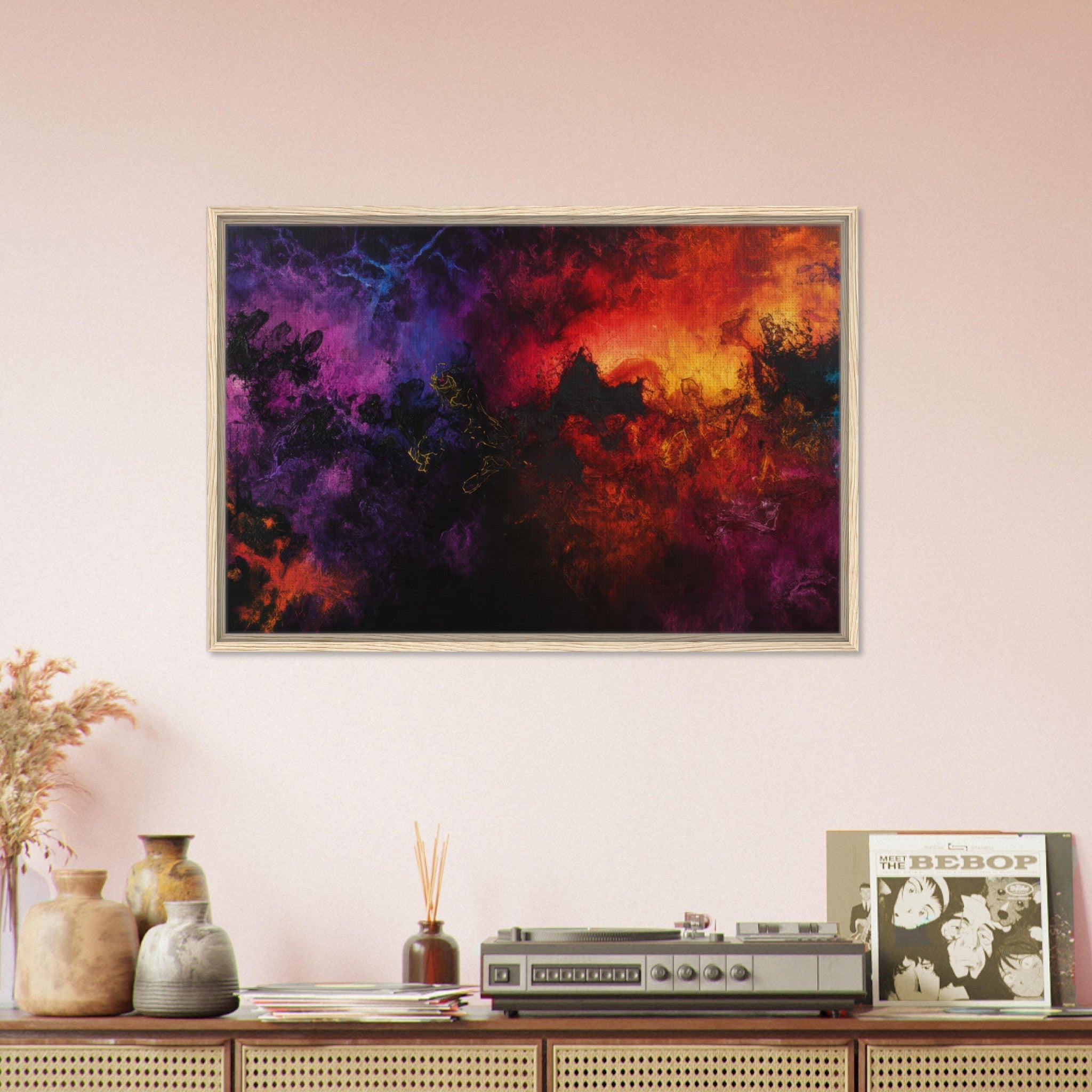 Framed Canvas Landscape - Chromatic Abyss A dark infinite void punctured 3 - Shop Ai Art WebShop - Digital Art online Store