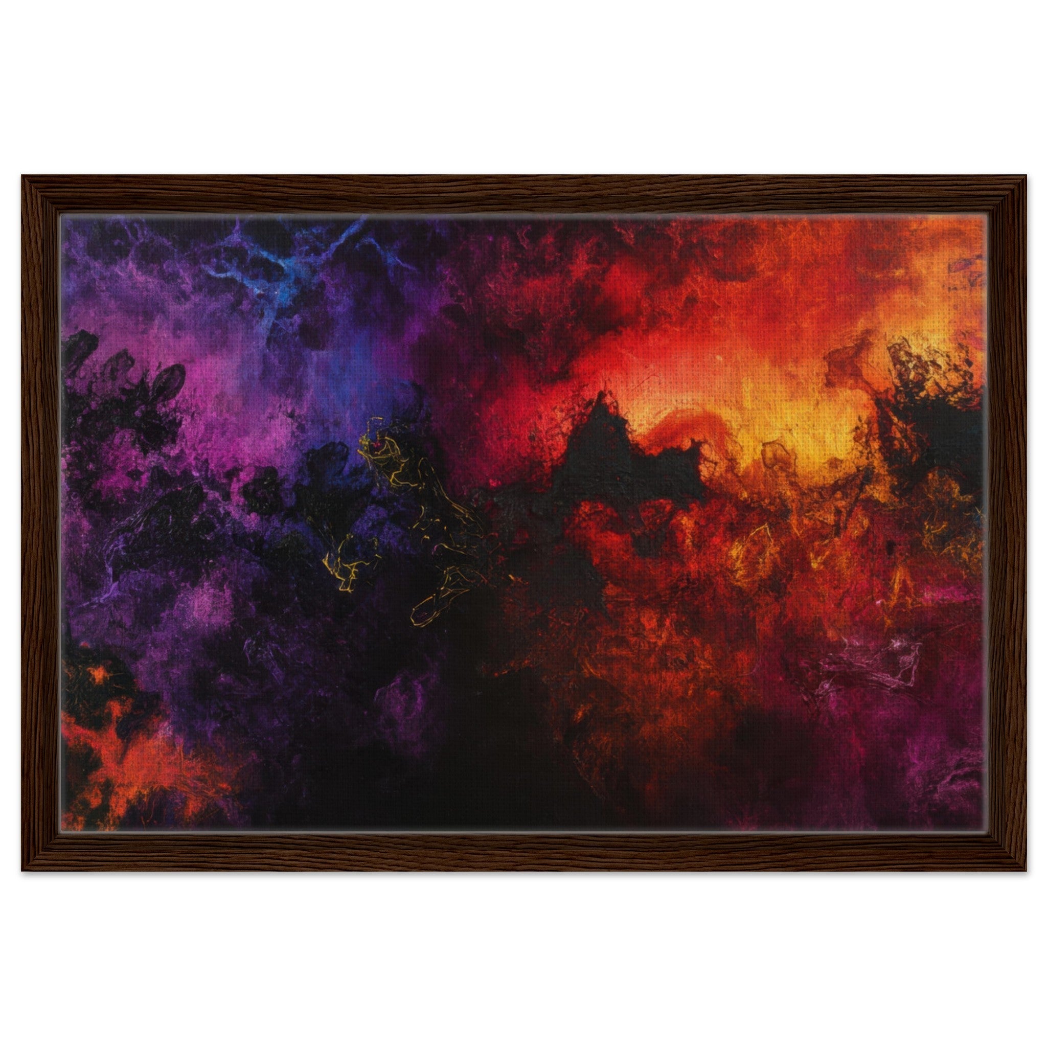 Framed Canvas Landscape - Chromatic Abyss A dark infinite void punctured 3 - Shop Ai Art WebShop - Digital Art online Store