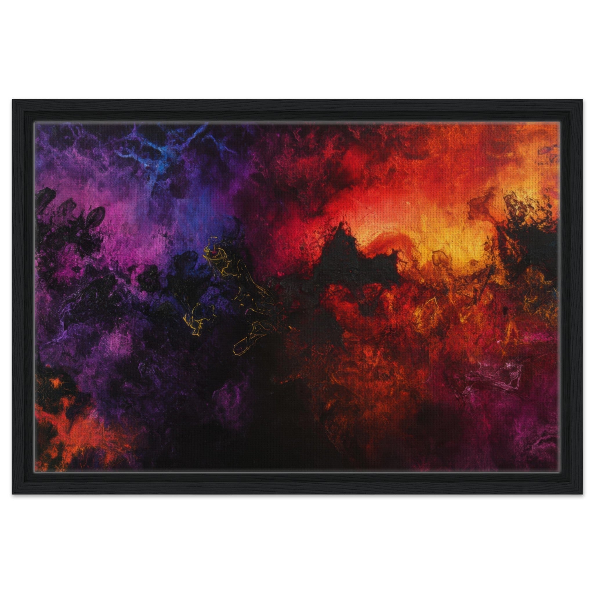 Framed Canvas Landscape - Chromatic Abyss A dark infinite void punctured 3 - Shop Ai Art WebShop - Digital Art online Store