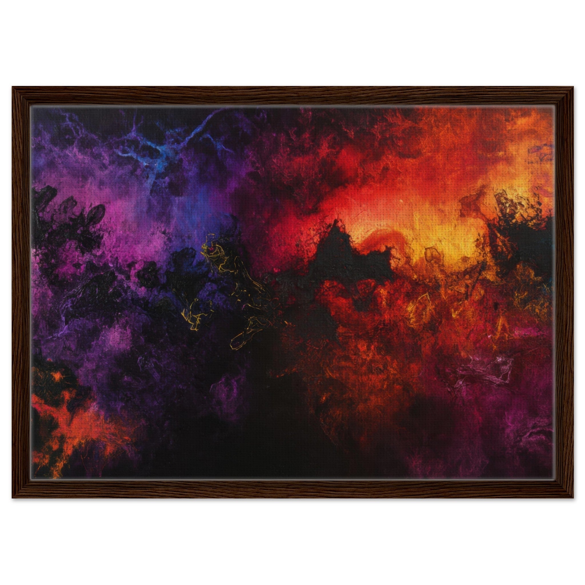 Framed Canvas Landscape - Chromatic Abyss A dark infinite void punctured 3 - Shop Ai Art WebShop - Digital Art online Store