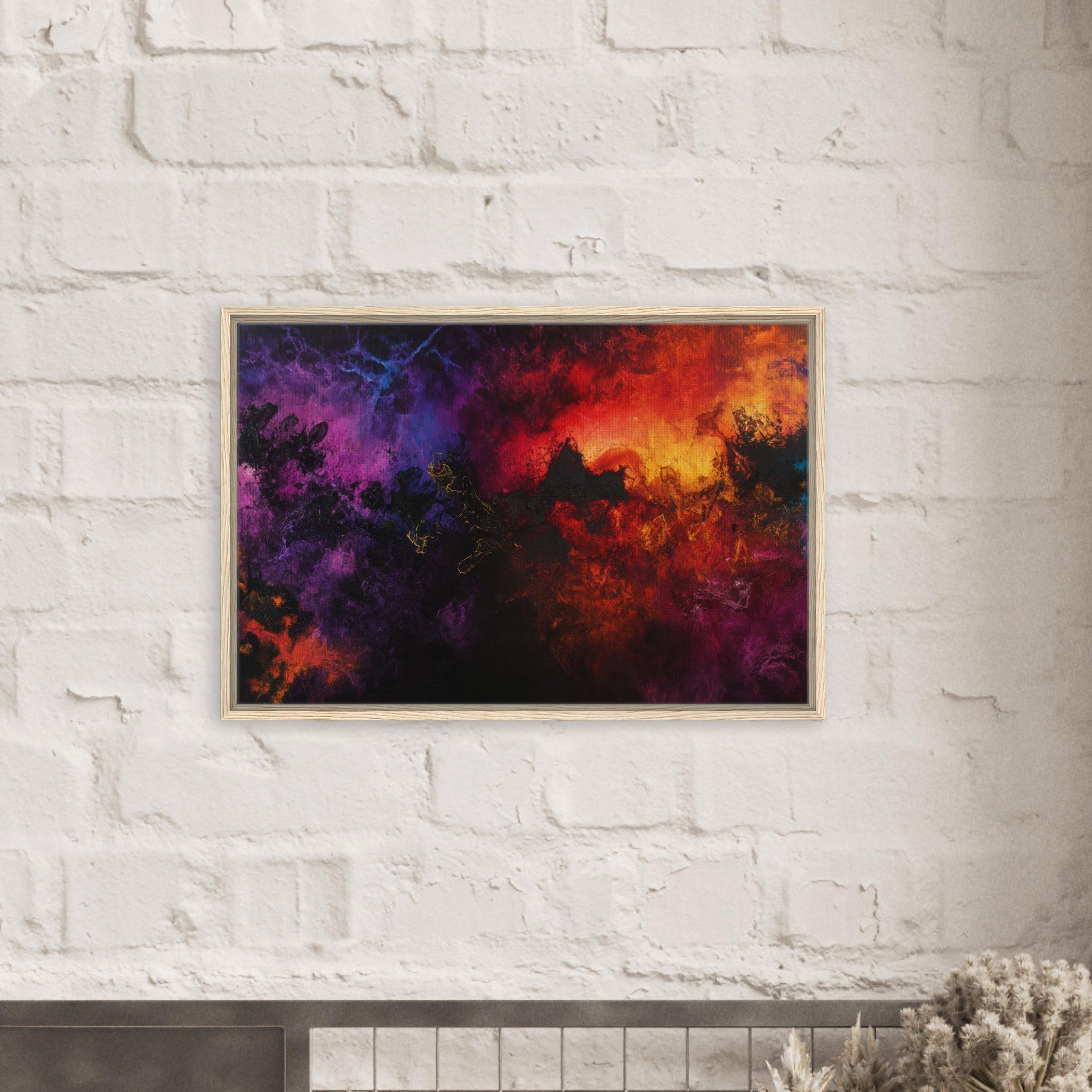 Framed Canvas Landscape - Chromatic Abyss A dark infinite void punctured 3 - Shop Ai Art WebShop - Digital Art online Store