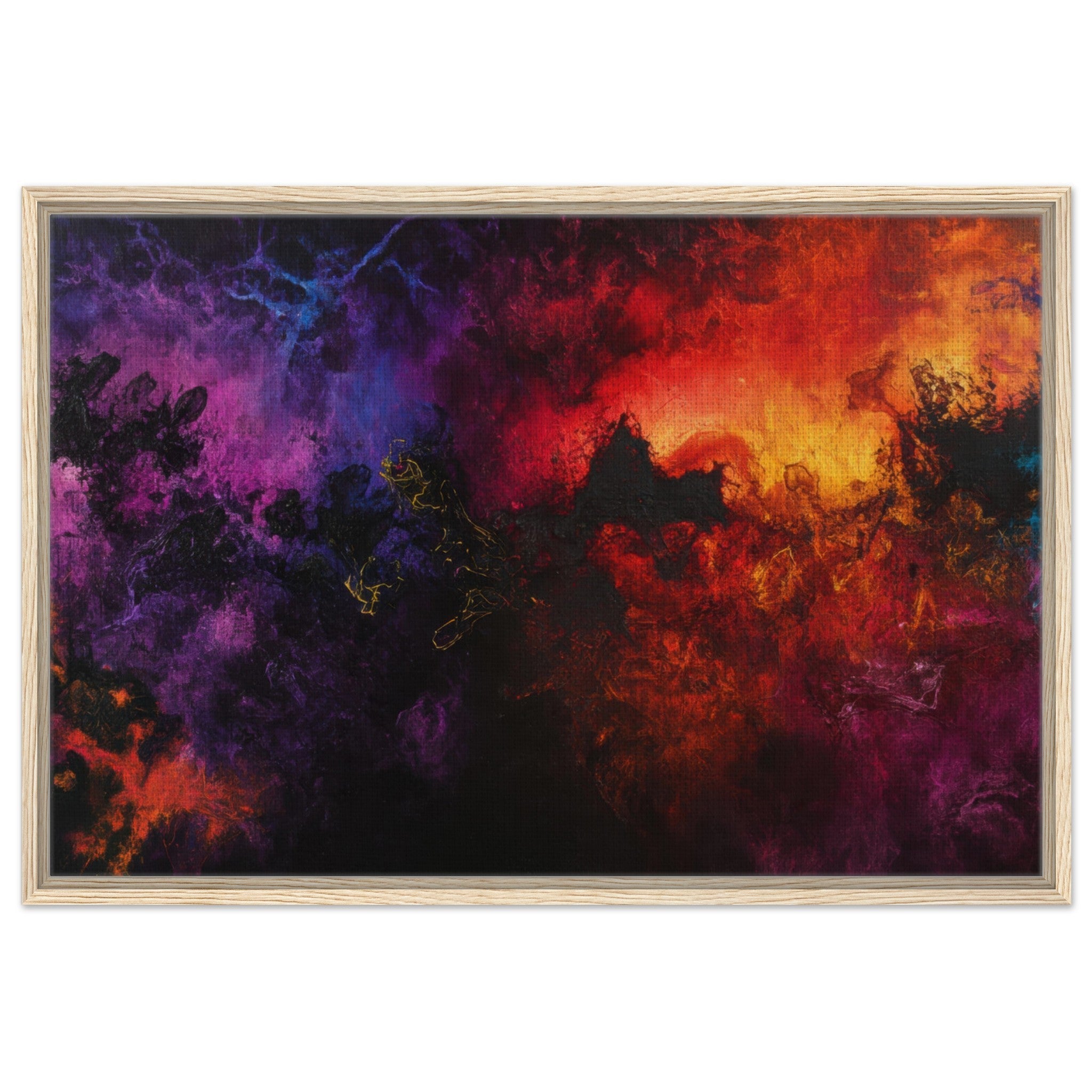 Framed Canvas Landscape - Chromatic Abyss A dark infinite void punctured 3 - Shop Ai Art WebShop - Digital Art online Store