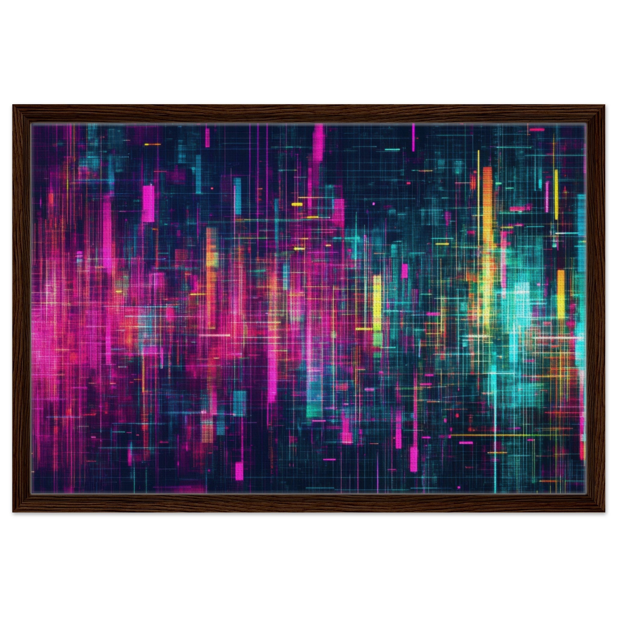 Framed Canvas Landscape - Digital Pulse A chaotic burst of pitch - inspired - Shop Ai Art WebShop - Digital Art online Store