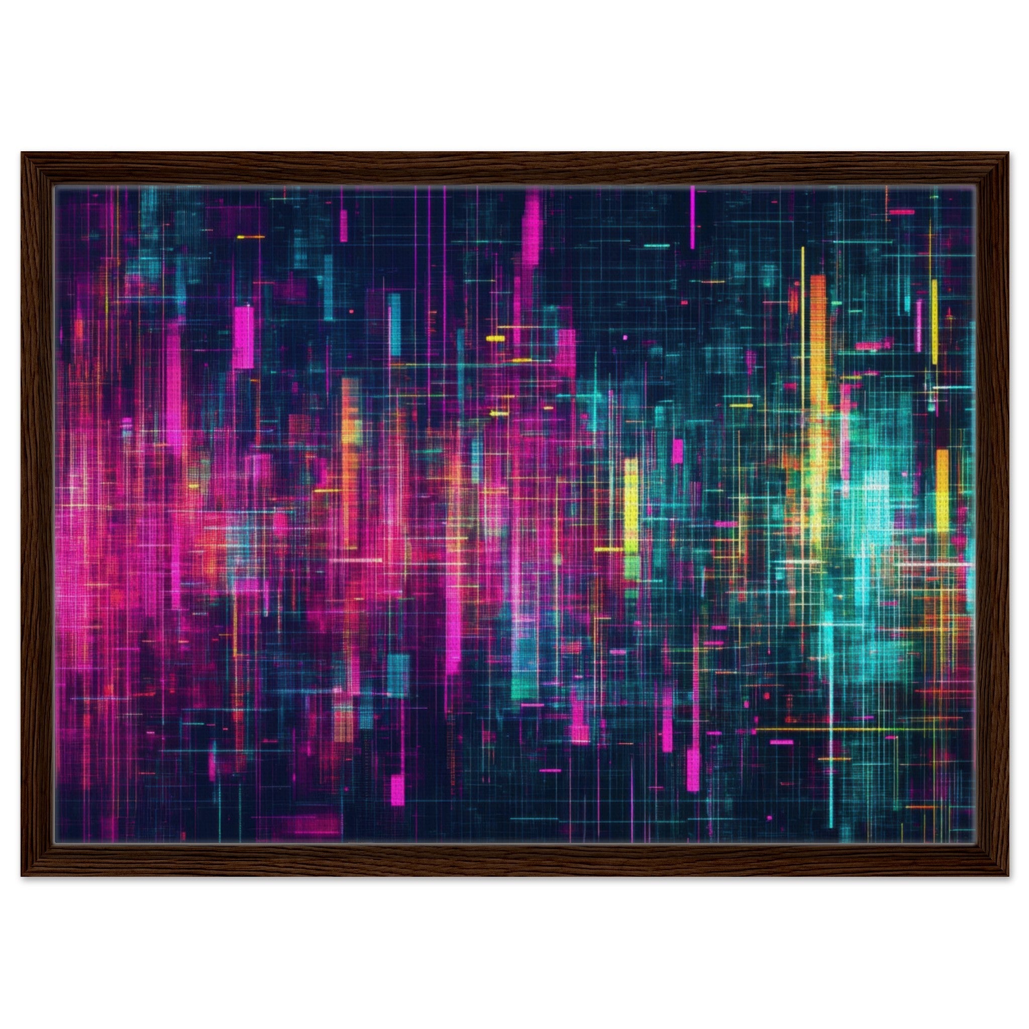 Framed Canvas Landscape - Digital Pulse A chaotic burst of pitch - inspired - Shop Ai Art WebShop - Digital Art online Store