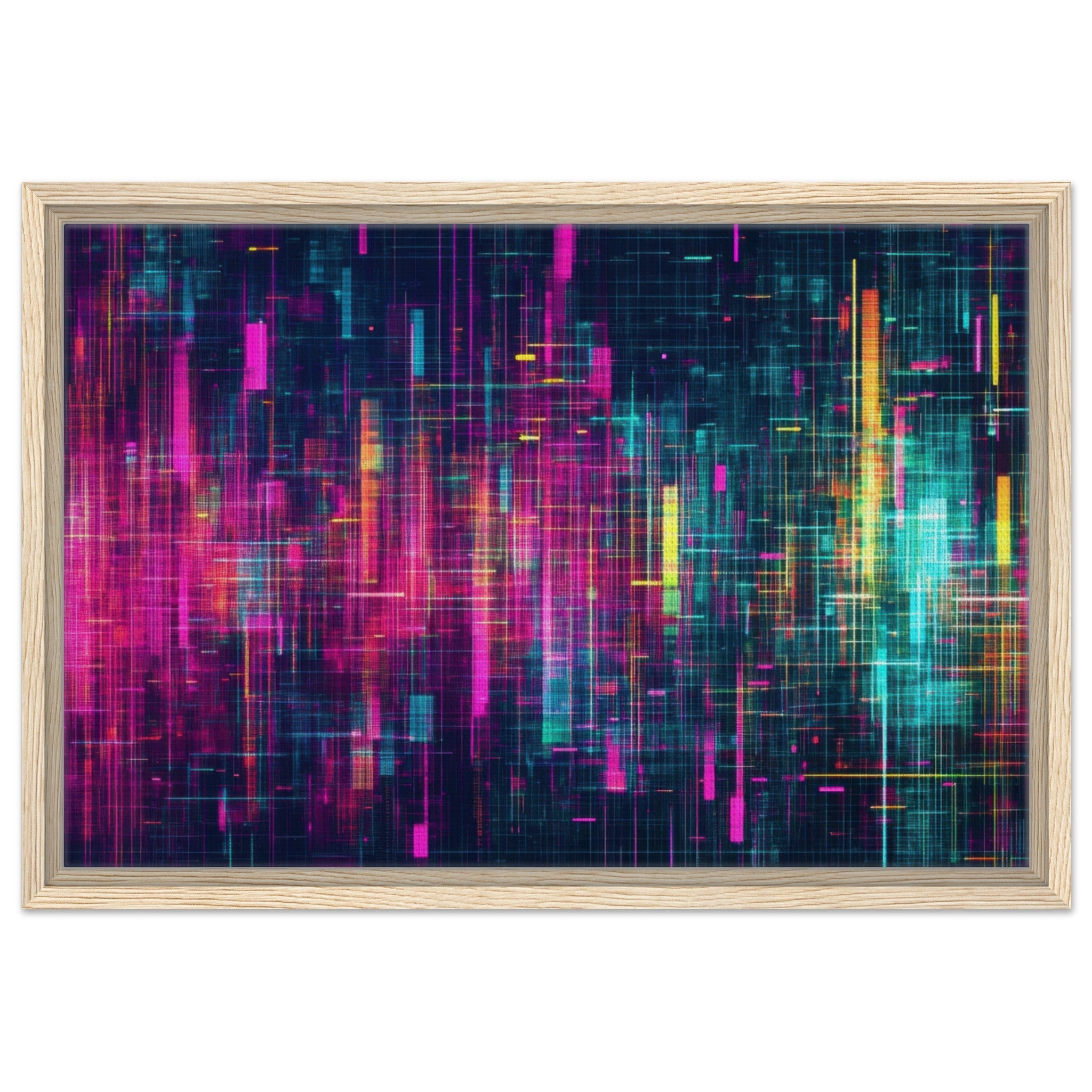 Framed Canvas Landscape - Digital Pulse A chaotic burst of pitch - inspired - Shop Ai Art WebShop - Digital Art online Store