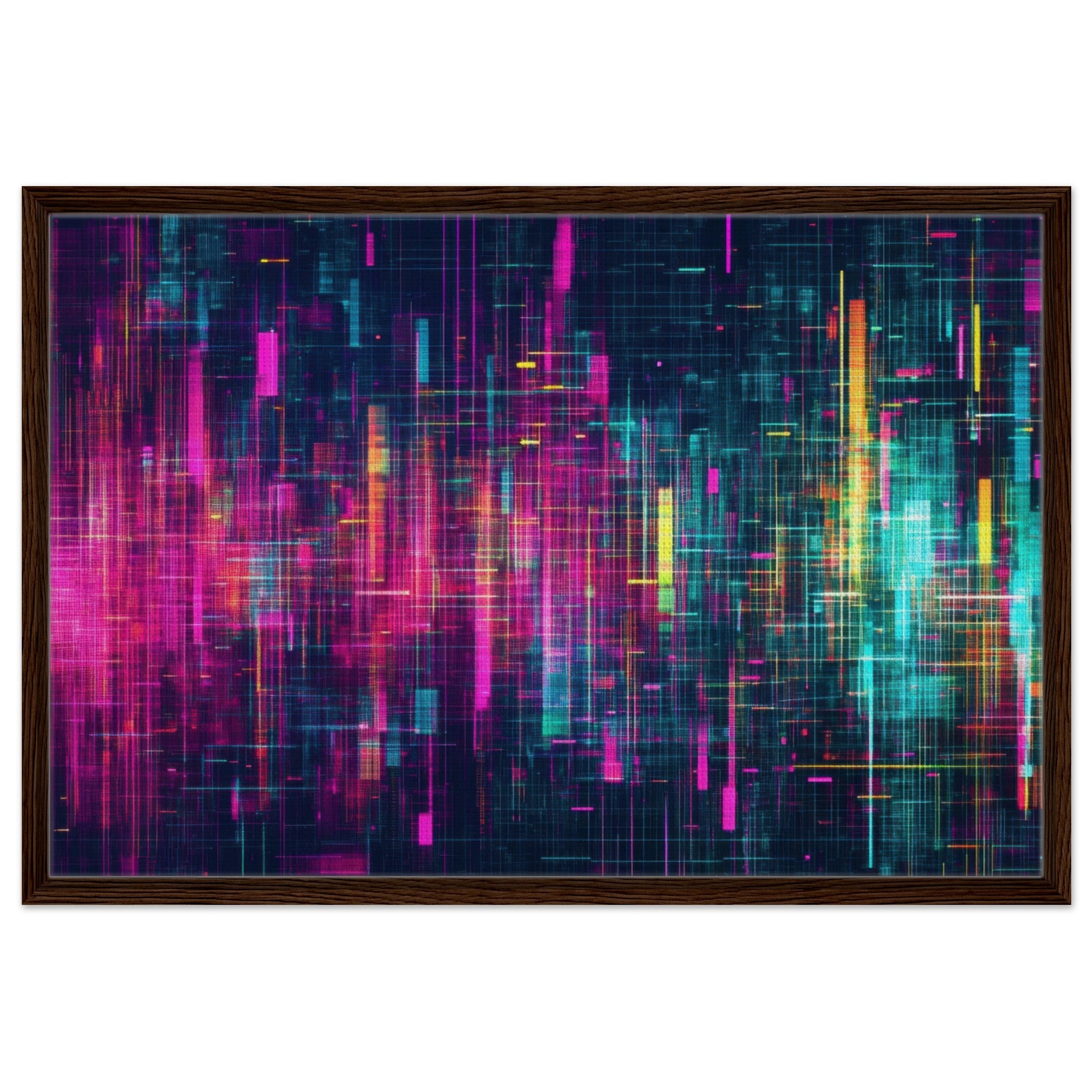 Framed Canvas Landscape - Digital Pulse A chaotic burst of pitch - inspired - Shop Ai Art WebShop - Digital Art online Store