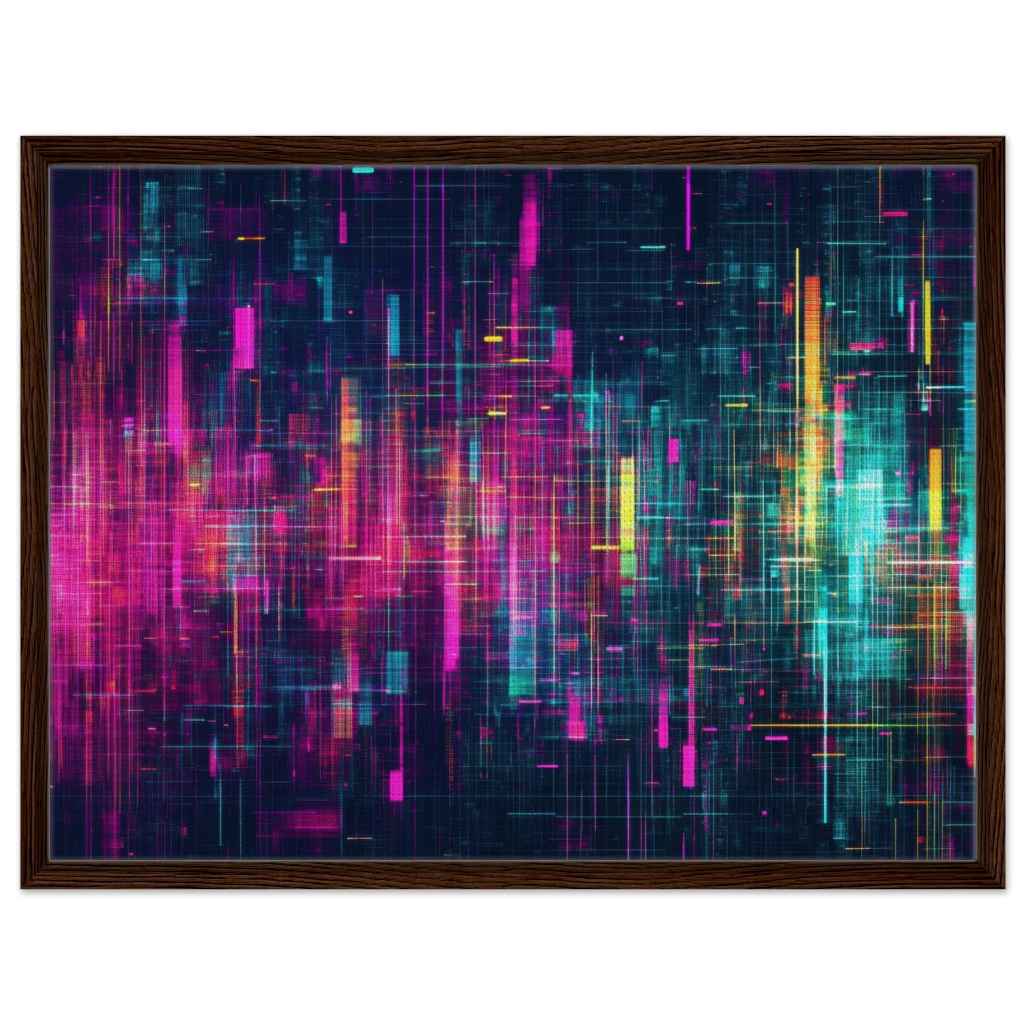 Framed Canvas Landscape - Digital Pulse A chaotic burst of pitch - inspired - Shop Ai Art WebShop - Digital Art online Store