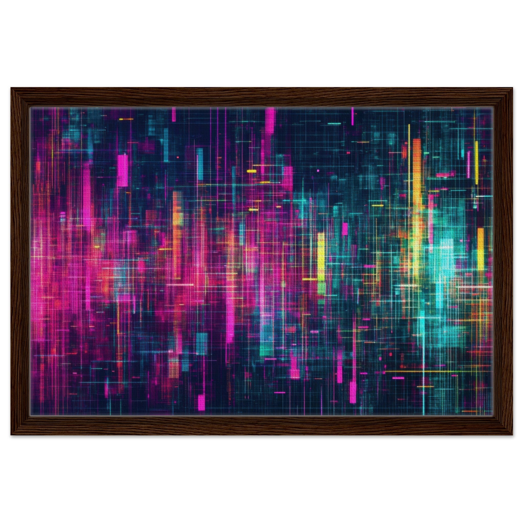 Framed Canvas Landscape - Digital Pulse A chaotic burst of pitch - inspired - Shop Ai Art WebShop - Digital Art online Store