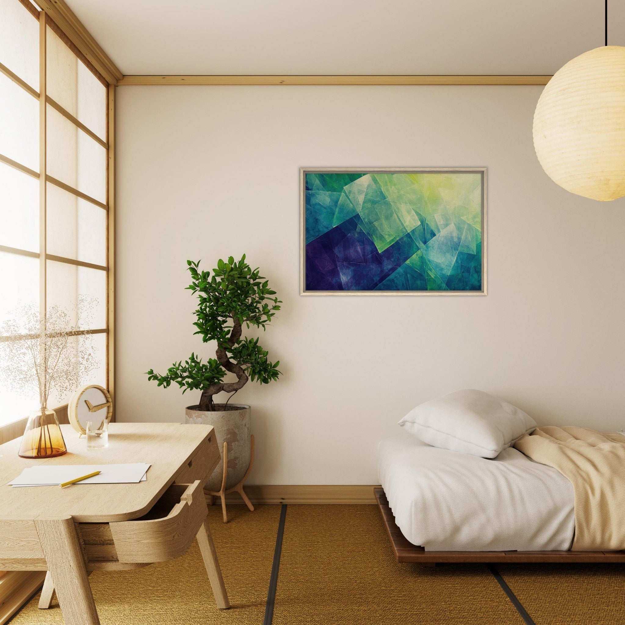 Framed Canvas Landscape - Fractured Realities Shattered geometric patterns - Shop Ai Art WebShop - Digital Art online Store