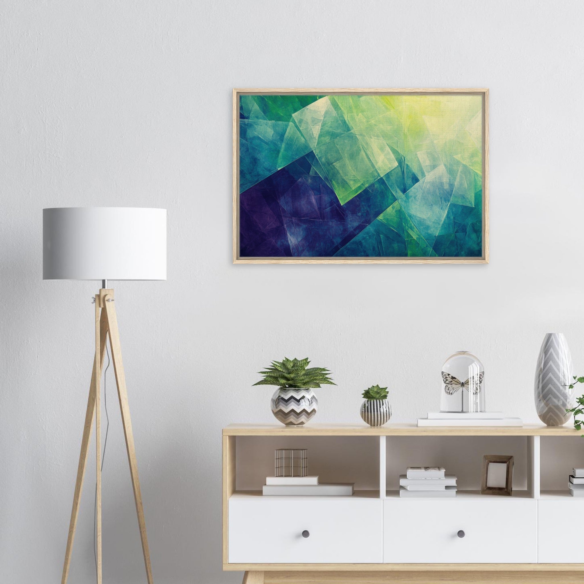 Framed Canvas Landscape - Fractured Realities Shattered geometric patterns - Shop Ai Art WebShop - Digital Art online Store