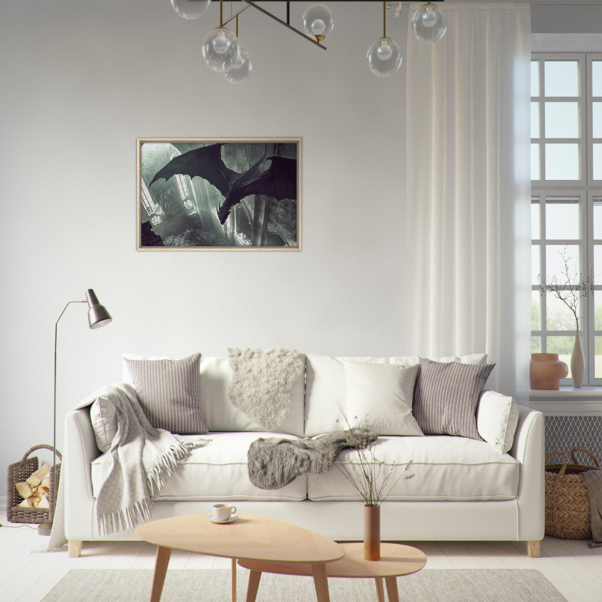 Framed Canvas Landscape - Gothic Shadow Dragons Lair Gothic Dramatic High 2 - Shop Ai Art WebShop - Digital Art online Store