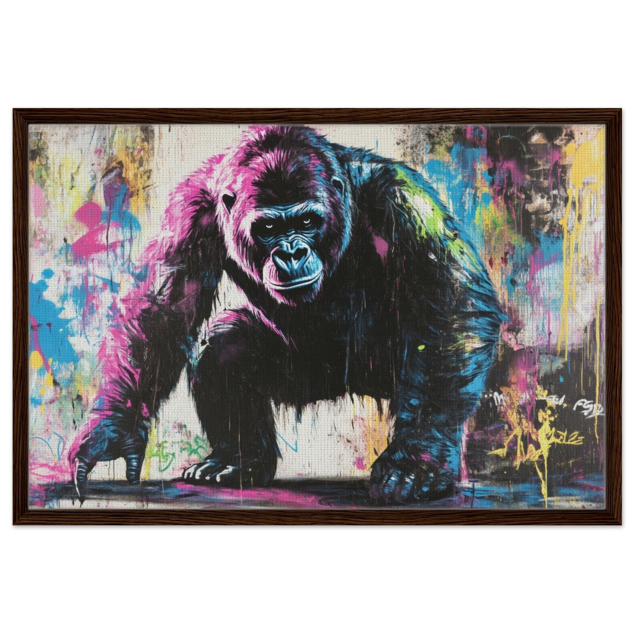 Framed Canvas Landscape - Graffiti - Style Street Art Gorilla A powerful 3 - Shop Ai Art WebShop - Digital Art online Store