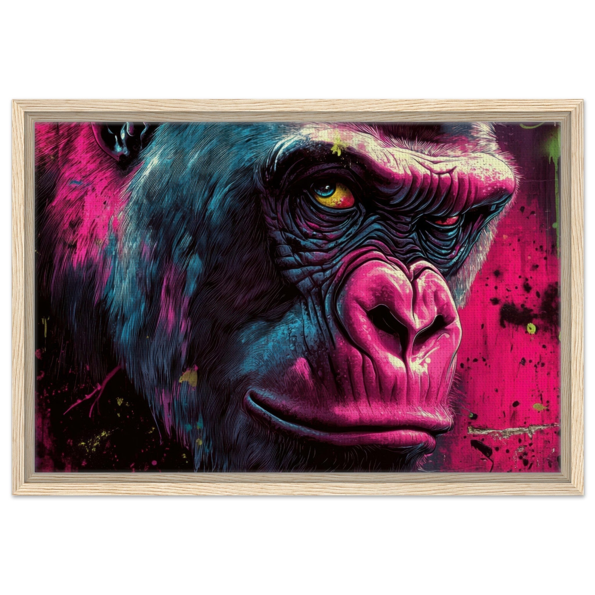 Framed Canvas Landscape - Graffiti - Style Street Art Gorilla A powerful 6 - Shop Ai Art WebShop - Digital Art online Store