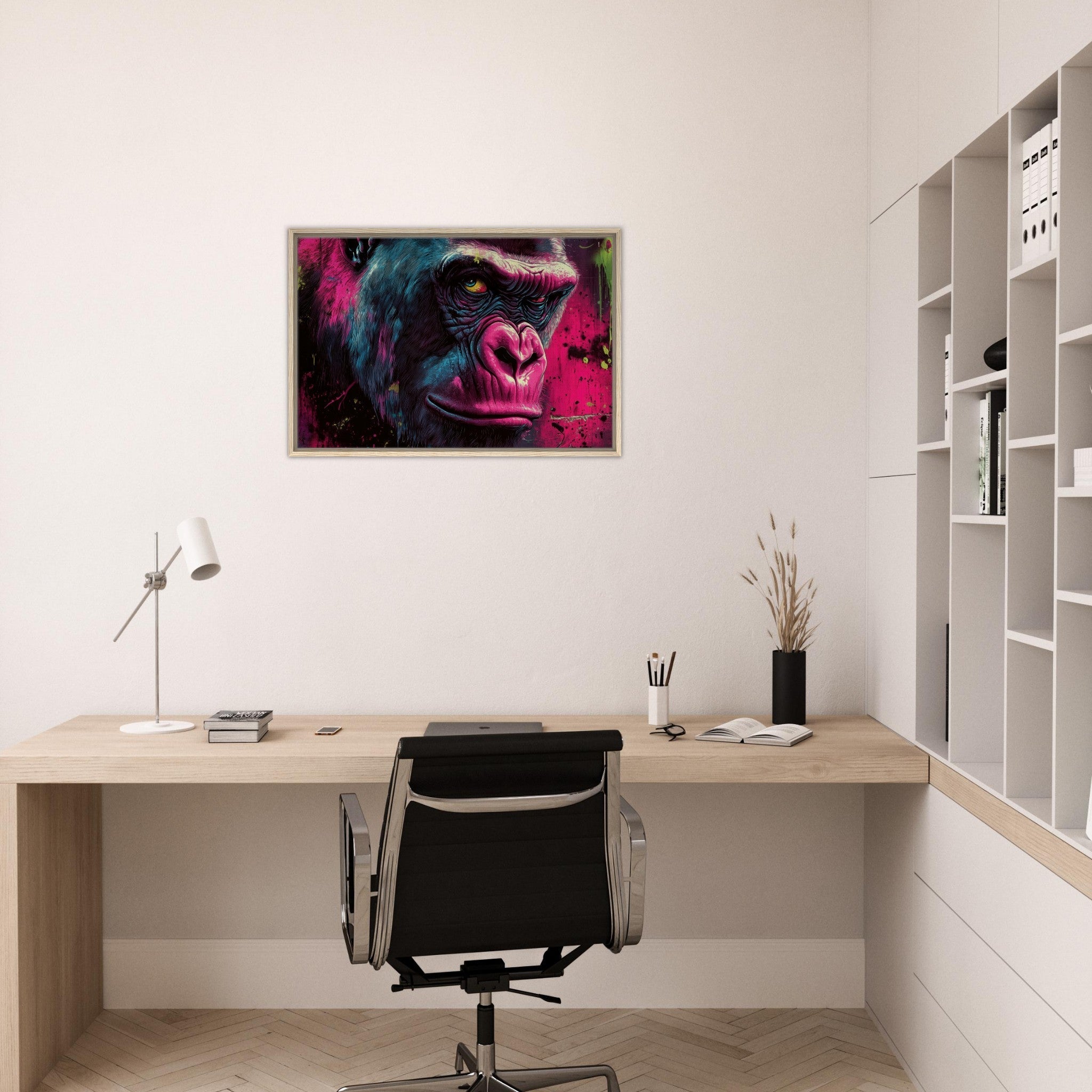 Framed Canvas Landscape - Graffiti - Style Street Art Gorilla A powerful 6 - Shop Ai Art WebShop - Digital Art online Store