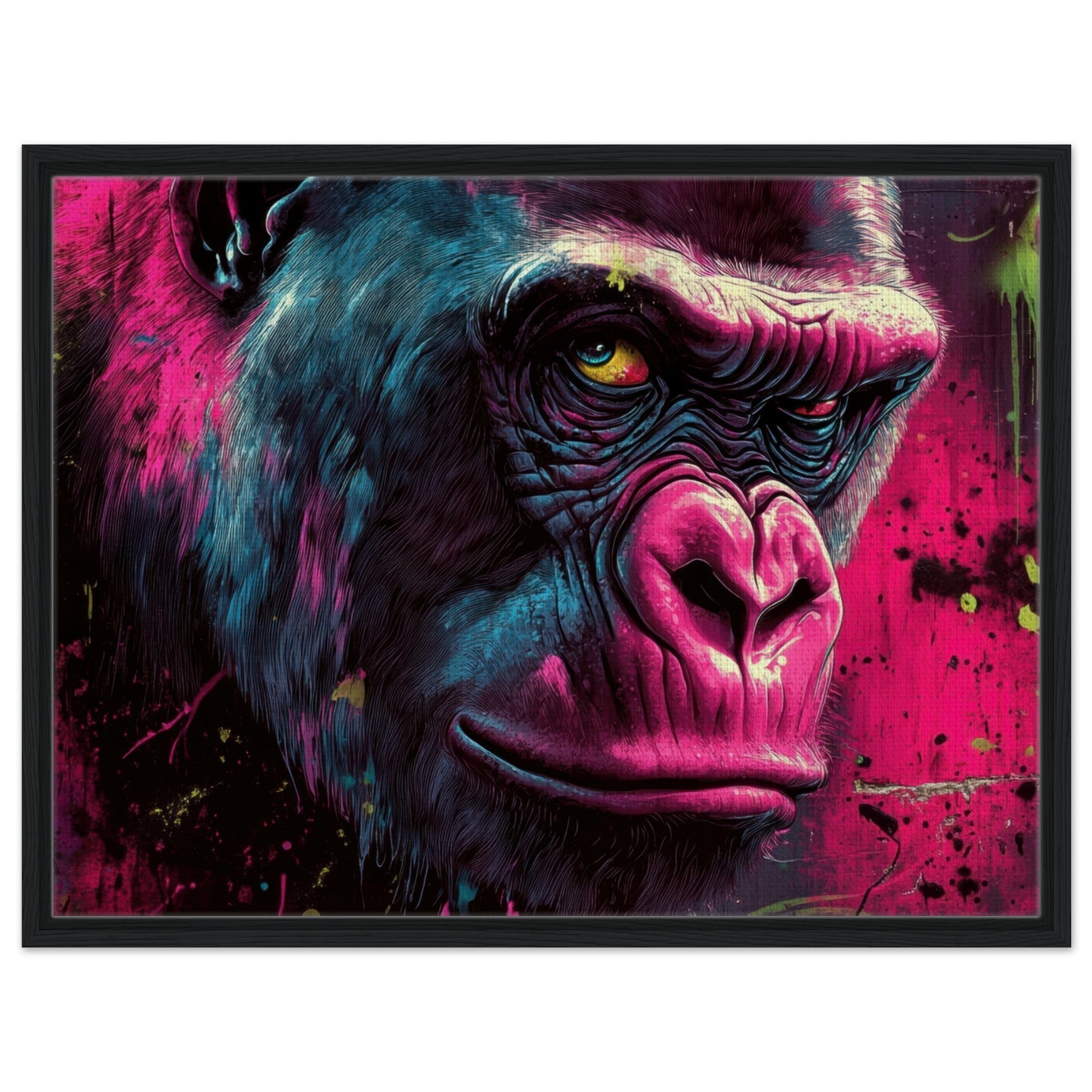 Framed Canvas Landscape - Graffiti - Style Street Art Gorilla A powerful 6 - Shop Ai Art WebShop - Digital Art online Store