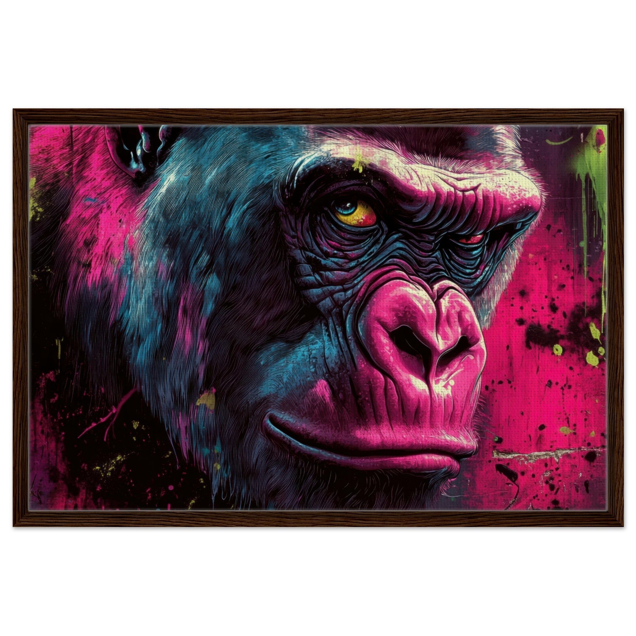 Framed Canvas Landscape - Graffiti - Style Street Art Gorilla A powerful 6 - Shop Ai Art WebShop - Digital Art online Store