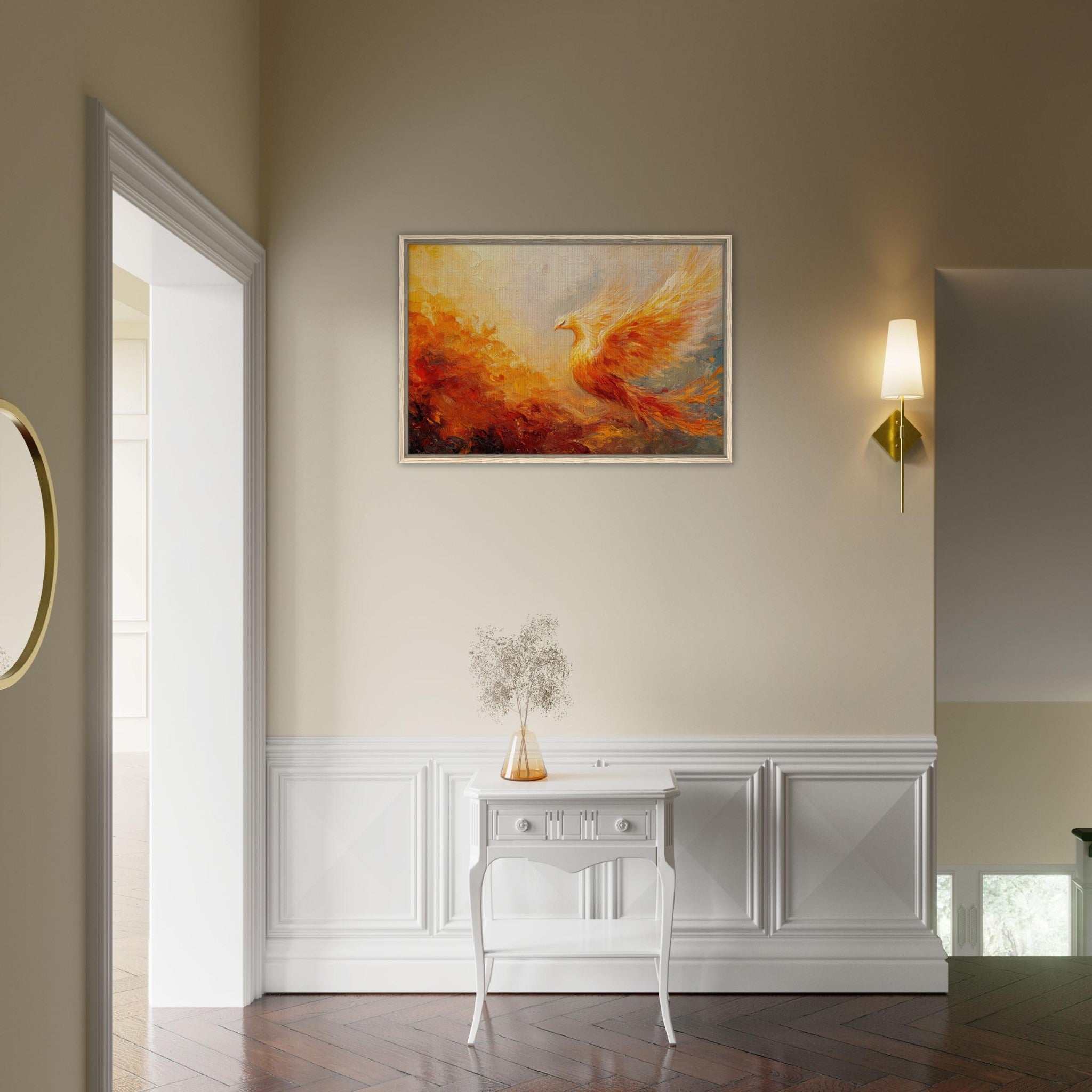 Framed Canvas Landscape - Impressionist Phoenix Rebirth Impressionism Did 2 - Shop Ai Art WebShop - Digital Art online Store